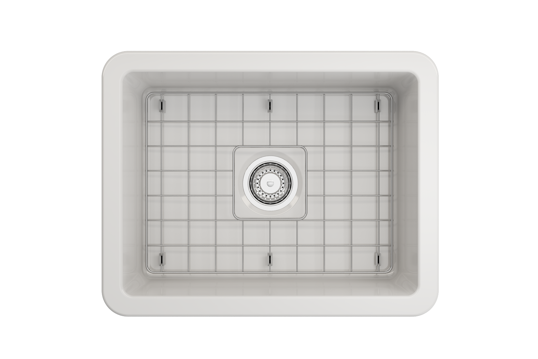BOCCHI Sotto 24" Dual Mount Fireclay Kitchen Sink Kit with Accessories, White, 1627-001-0120