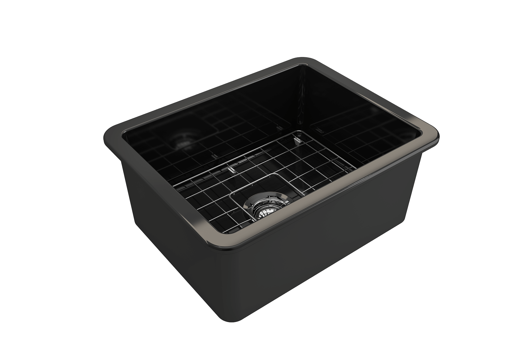 Alternate Image for BOCCHI Sotto 24" Dual Mount Fireclay Kitchen Sink Kit with Accessories, Black, 1627-005-0120