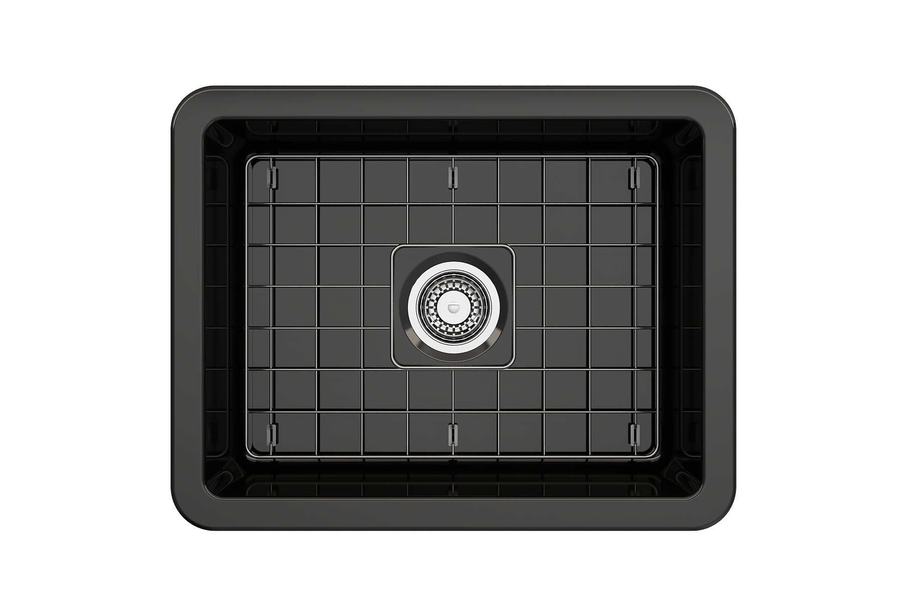 BOCCHI Sotto 24" Dual Mount Fireclay Kitchen Sink Kit with Accessories, Black, 1627-005-0120