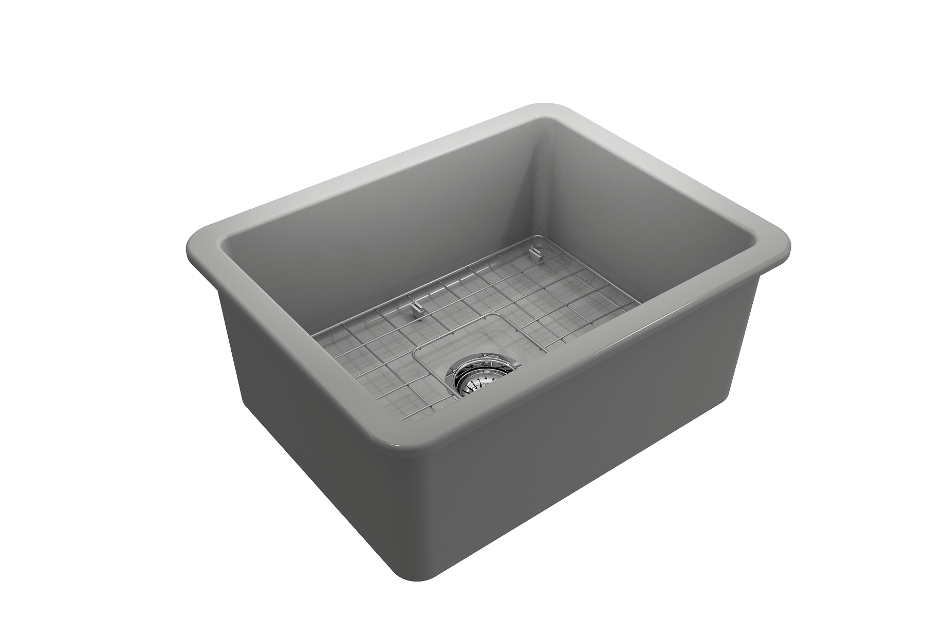 Alternate Image for BOCCHI Sotto 24" Dual Mount Fireclay Kitchen Sink Kit with Accessories, Matte Gray, 1627-006-0120