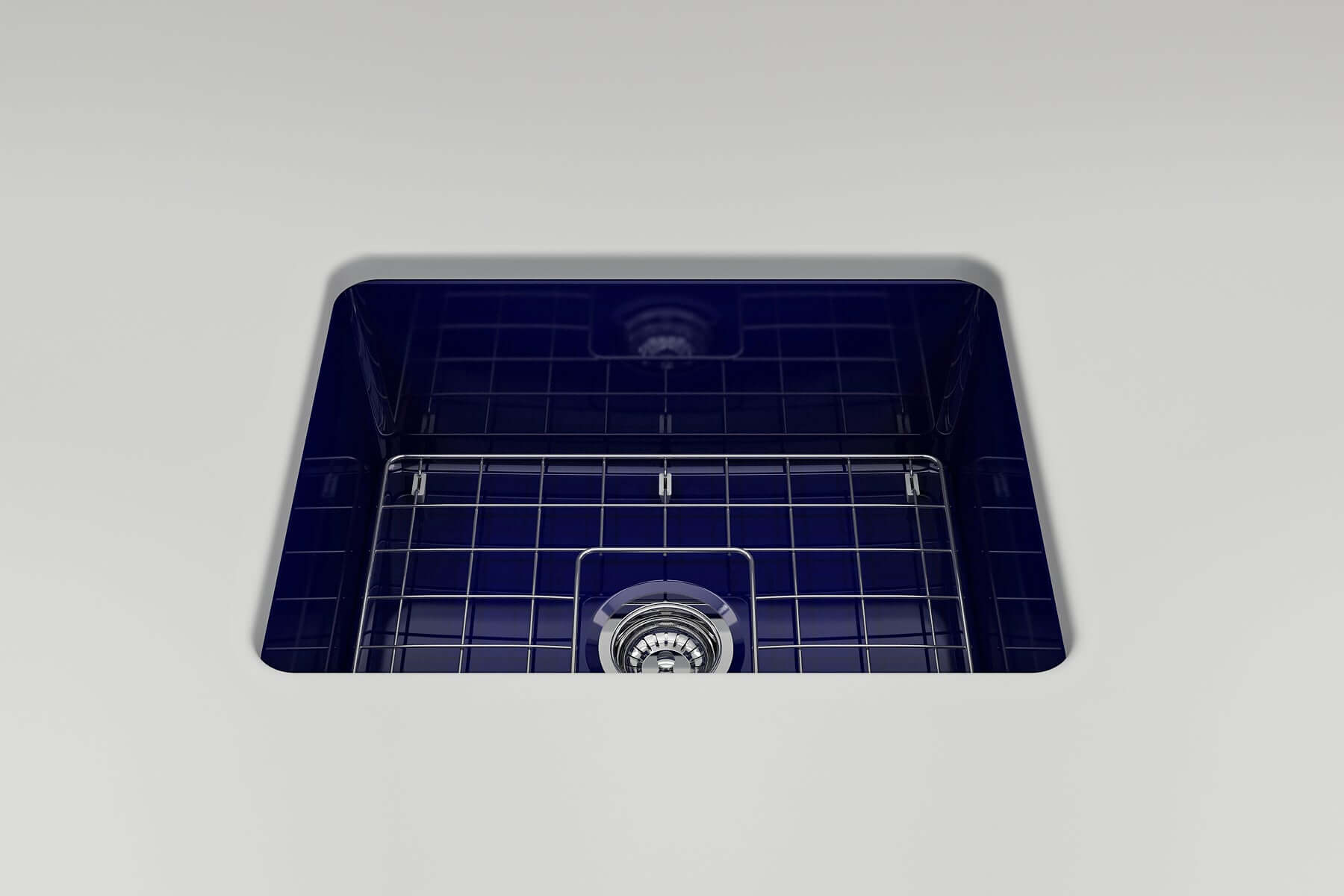 Alternate Image for BOCCHI Sotto 24" Dual Mount Fireclay Kitchen Sink Kit with Accessories, Sapphire Blue, 1627-010-0120