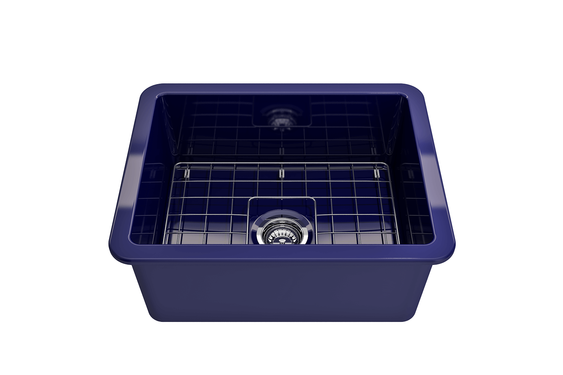 Alternate Image for BOCCHI Sotto 24" Dual Mount Fireclay Kitchen Sink Kit with Accessories, Sapphire Blue, 1627-010-0120