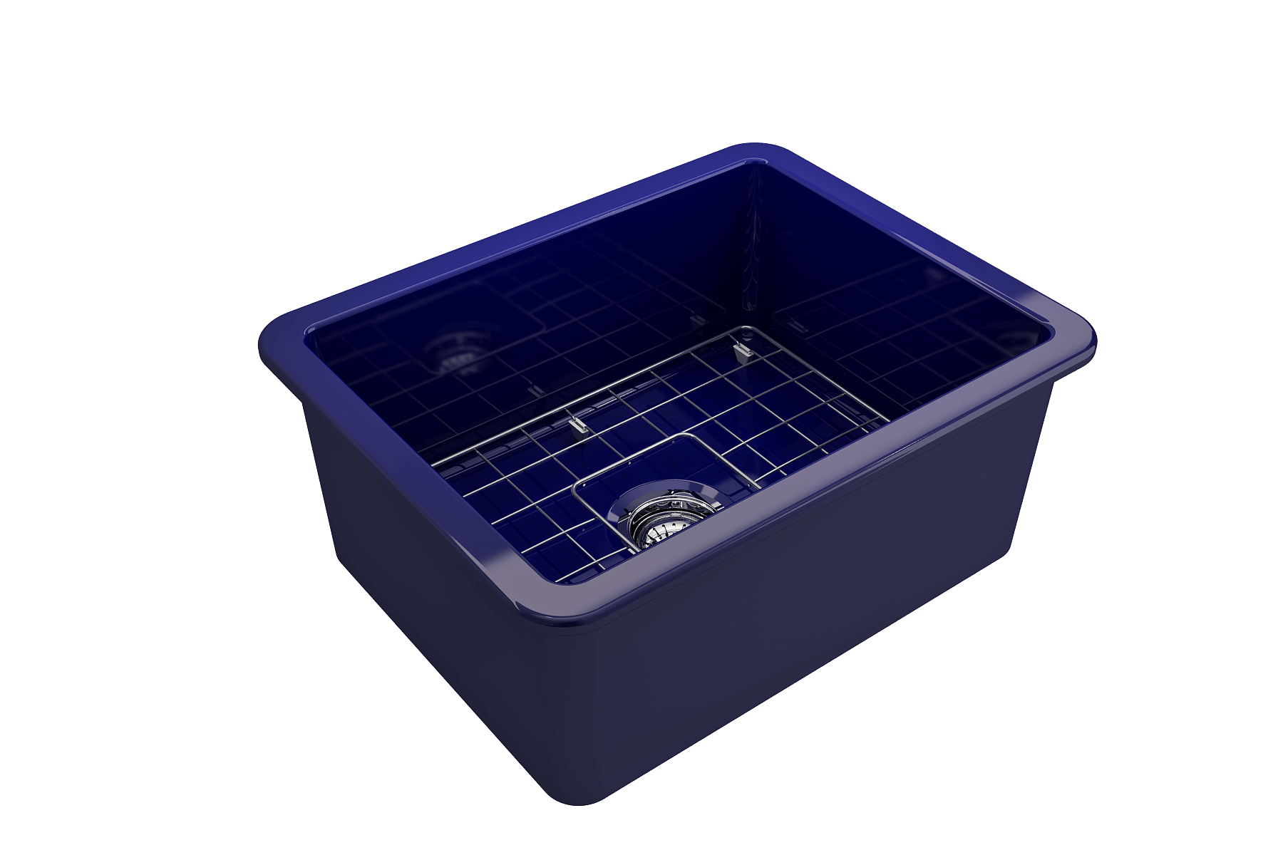 Alternate Image for BOCCHI Sotto 24" Dual Mount Fireclay Kitchen Sink Kit with Accessories, Sapphire Blue, 1627-010-0120
