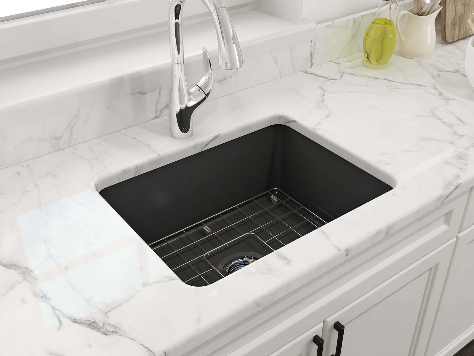 Alternate Image for BOCCHI Sotto 24" Dual Mount Fireclay Kitchen Sink Kit with Accessories, Matte Dark Gray, 1627-020-0120