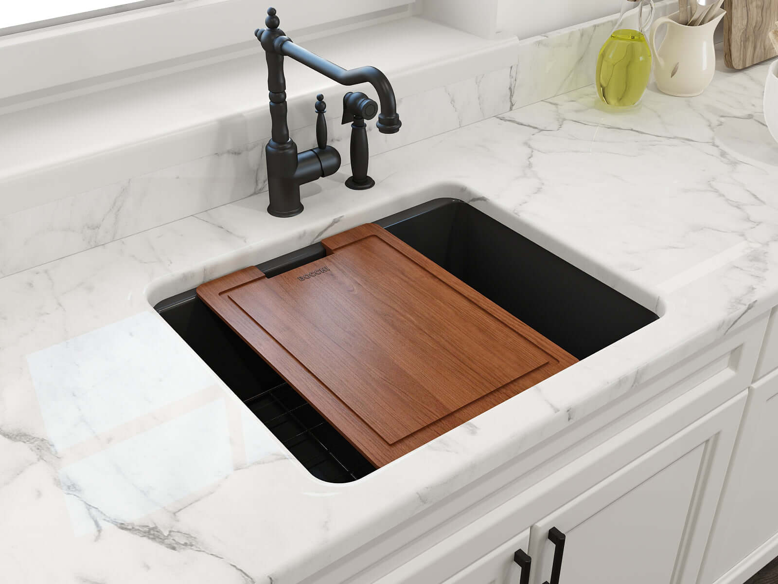 Alternate Image for BOCCHI Sotto 24" Dual Mount Fireclay Kitchen Sink Kit with Accessories, Matte Dark Gray, 1627-020-0120