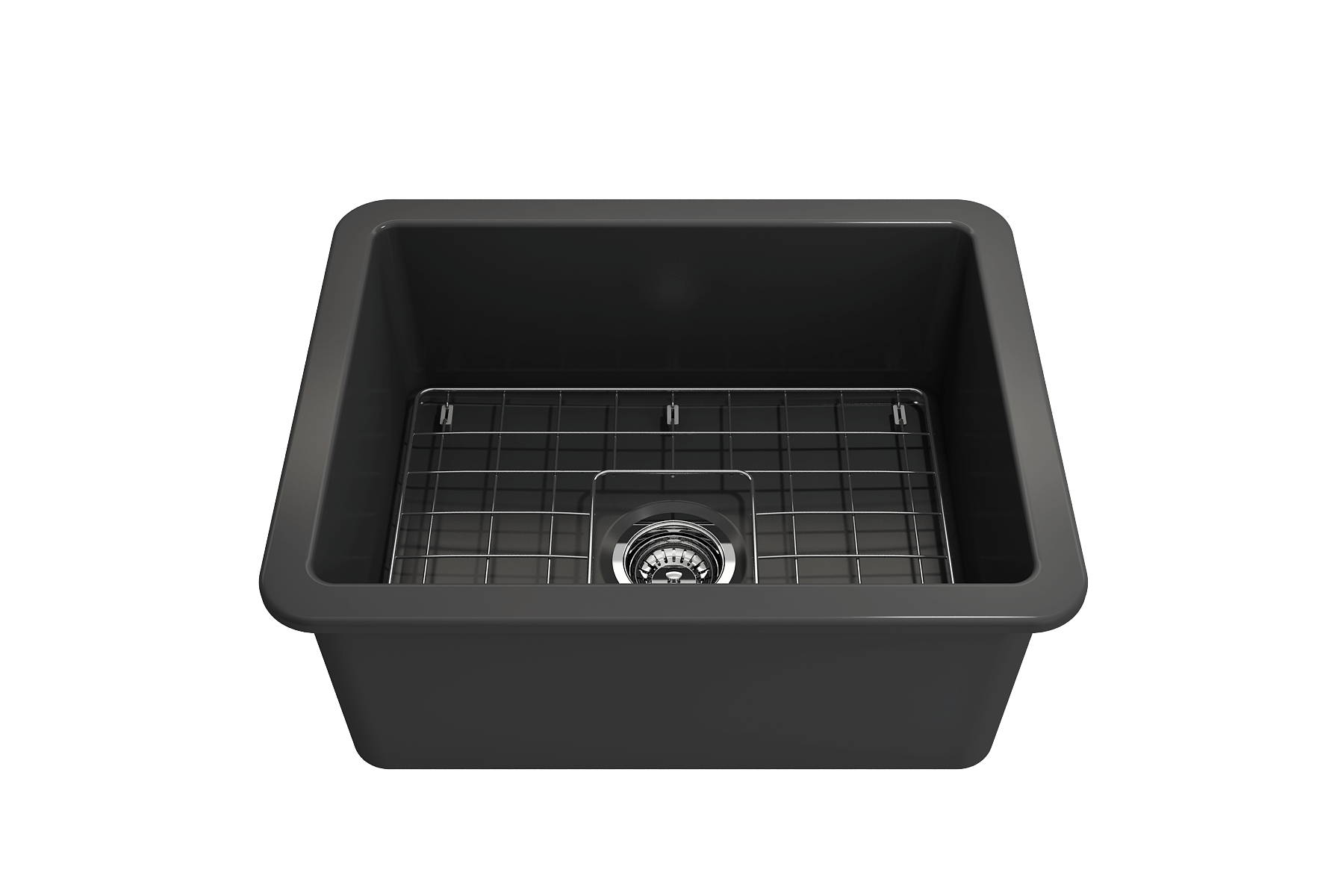 Alternate Image for BOCCHI Sotto 24" Dual Mount Fireclay Kitchen Sink Kit with Accessories, Matte Dark Gray, 1627-020-0120