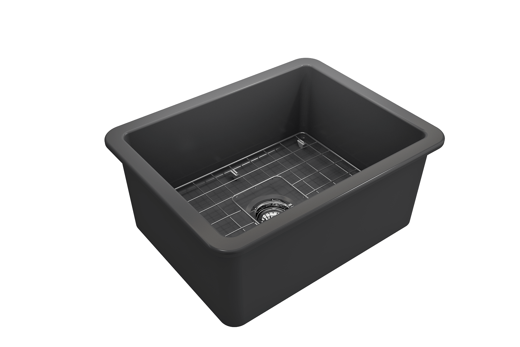 Alternate Image for BOCCHI Sotto 24" Dual Mount Fireclay Kitchen Sink Kit with Accessories, Matte Dark Gray, 1627-020-0120