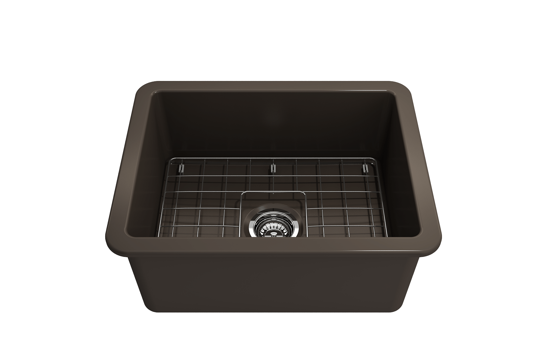 Alternate Image for BOCCHI Sotto 24" Dual Mount Fireclay Kitchen Sink Kit with Accessories, Matte Brown, 1627-025-0120