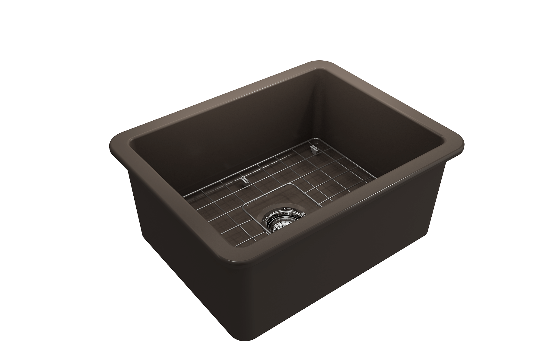 Alternate Image for BOCCHI Sotto 24" Dual Mount Fireclay Kitchen Sink Kit with Accessories, Matte Brown, 1627-025-0120