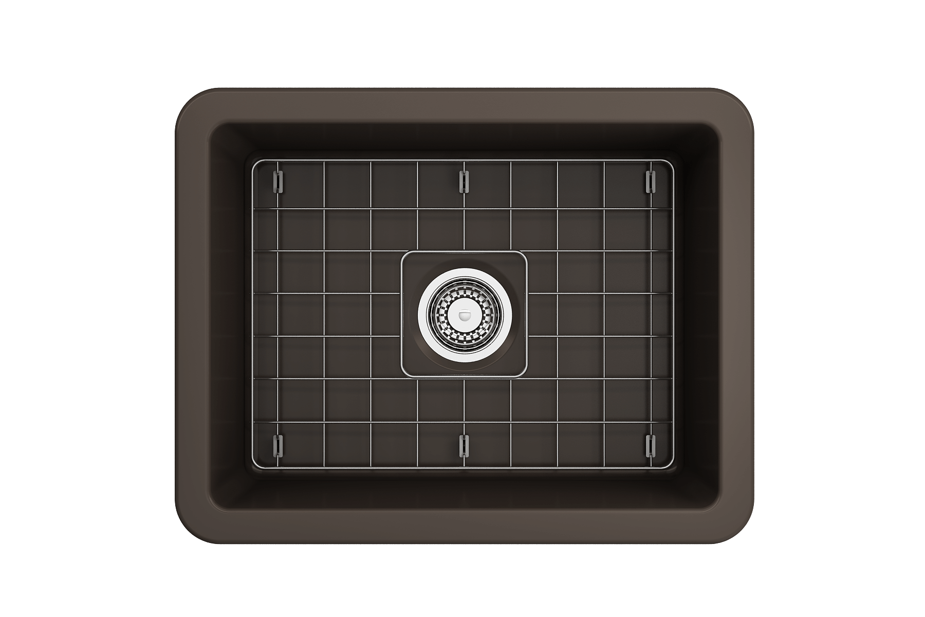 Alternate Image for BOCCHI Sotto 24" Dual Mount Fireclay Kitchen Sink Kit with Accessories, Matte Brown, 1627-025-0120