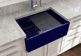 BOCCHI Contempo 27" Fireclay Workstation Farmhouse Sink Kit with Accessories, Sapphire Blue, 1628-010-0120