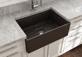 BOCCHI Contempo 27" Fireclay Workstation Farmhouse Sink Kit with Accessories, Matte Brown, 1628-025-0120