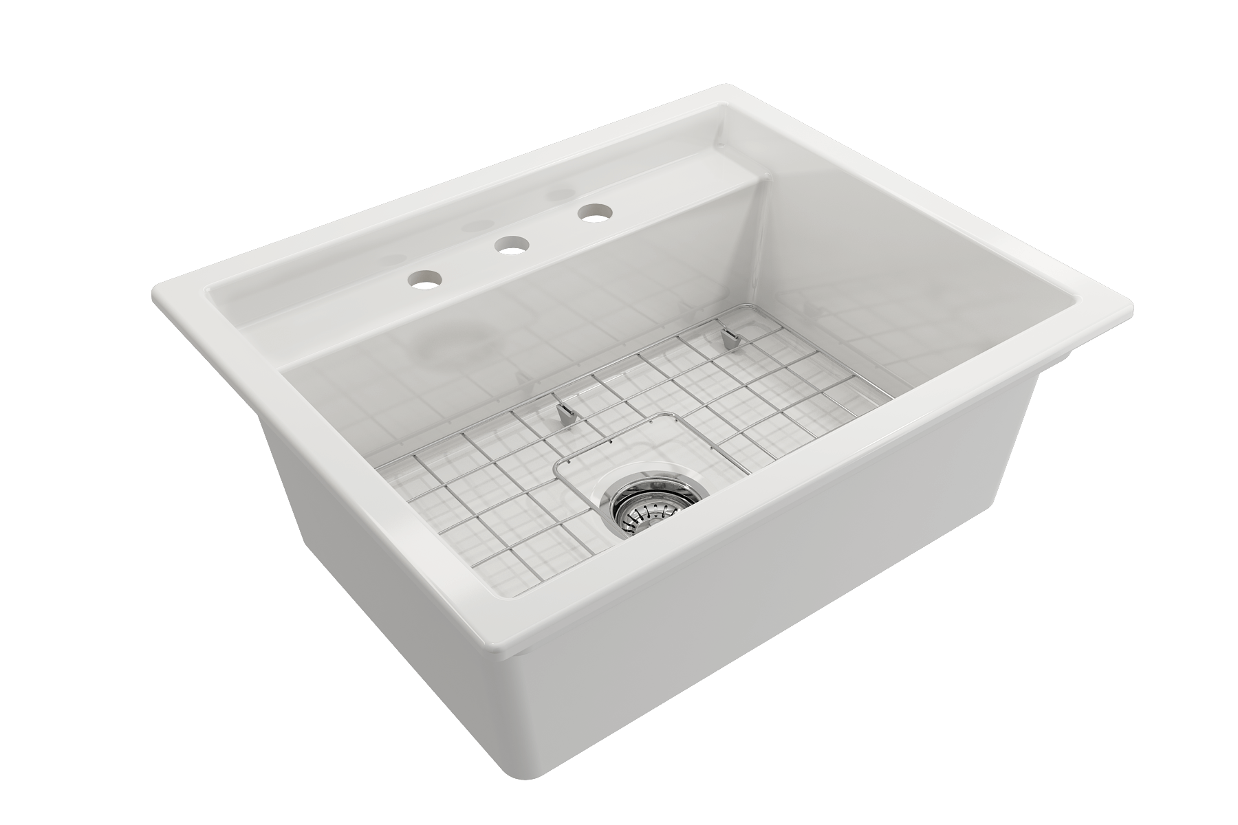 Alternate Image for BOCCHI Baveno Uno 27" Dual Mount Fireclay Workstation Kitchen Sink Kit with Accessories, White, 1633-001-0127