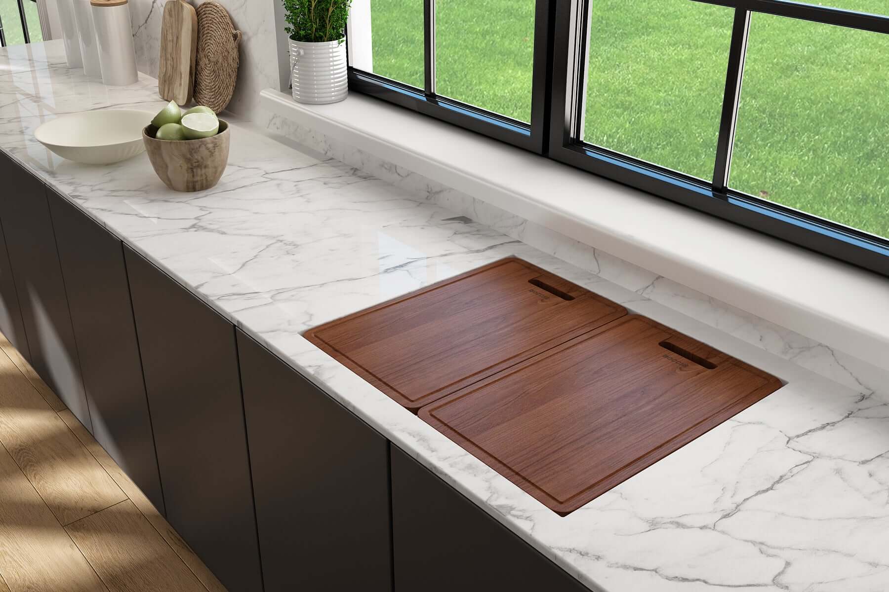 Alternate Image for BOCCHI Baveno Uno 27" Dual Mount Fireclay Workstation Kitchen Sink Kit with Accessories, Matte White, 1633-002-0132