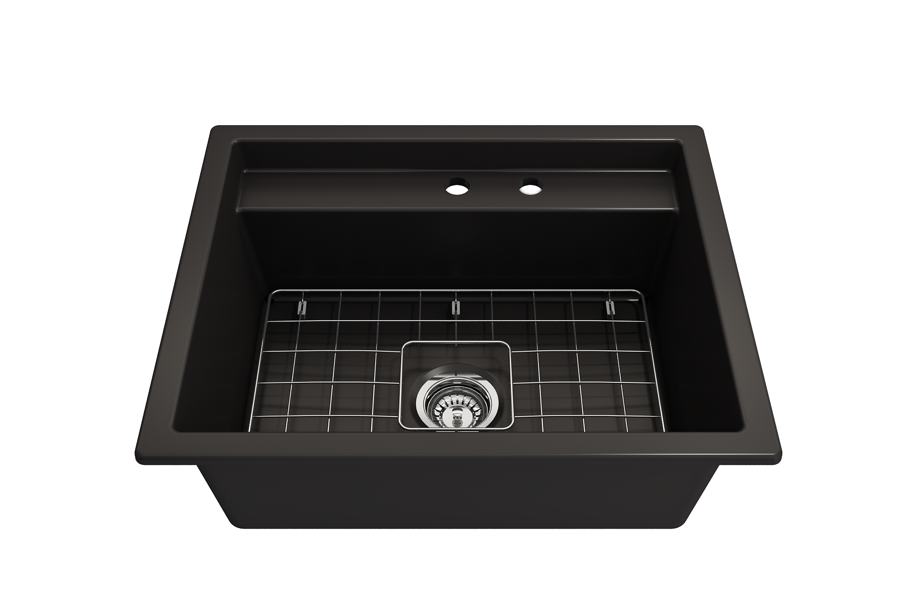 BOCCHI Baveno Uno 27" Dual Mount Fireclay Workstation Kitchen Sink Kit with Accessories, Matte Black, 1633-004-0132