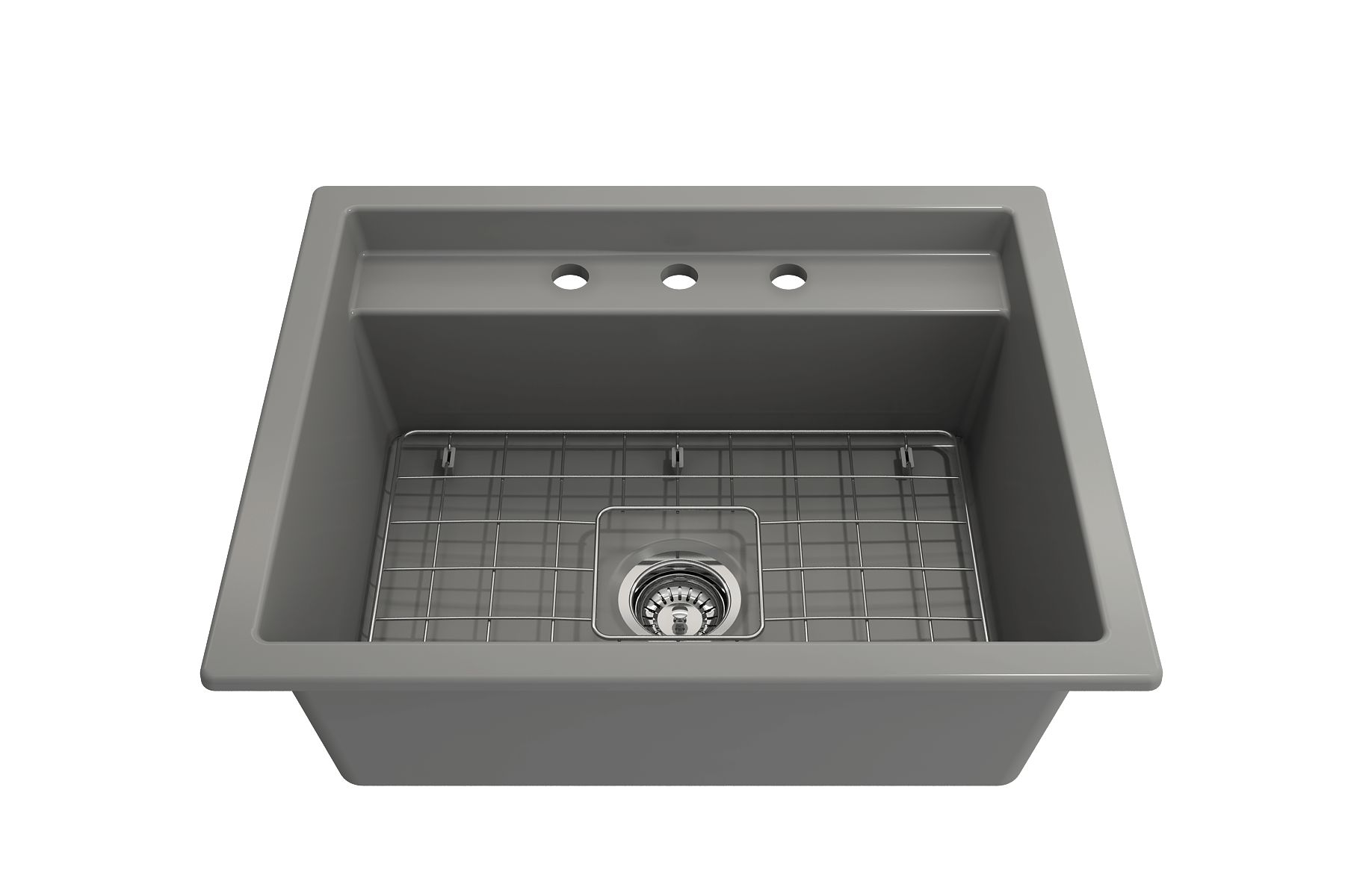 Alternate Image for BOCCHI Baveno Uno 27" Dual Mount Fireclay Workstation Kitchen Sink Kit with Accessories, Matte Gray, 1633-006-0127