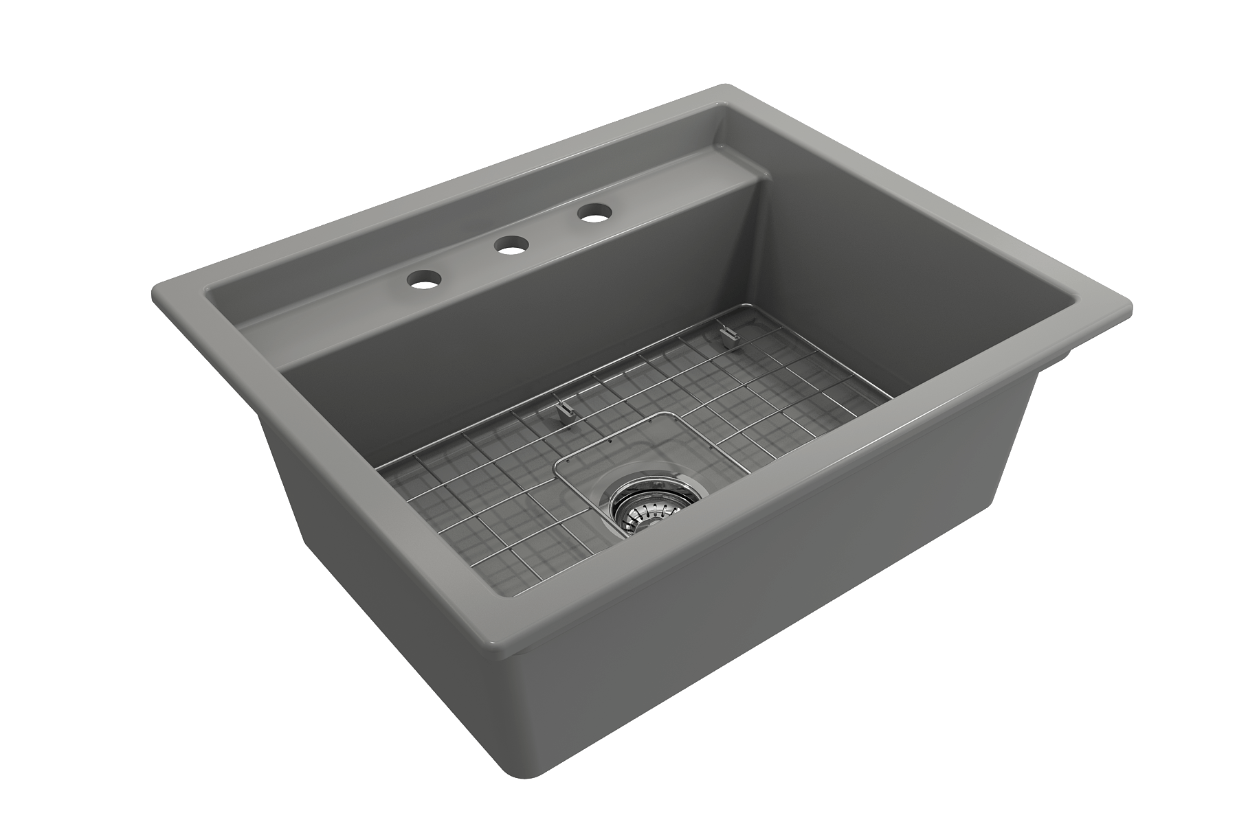 Alternate Image for BOCCHI Baveno Uno 27" Dual Mount Fireclay Workstation Kitchen Sink Kit with Accessories, Matte Gray, 1633-006-0127