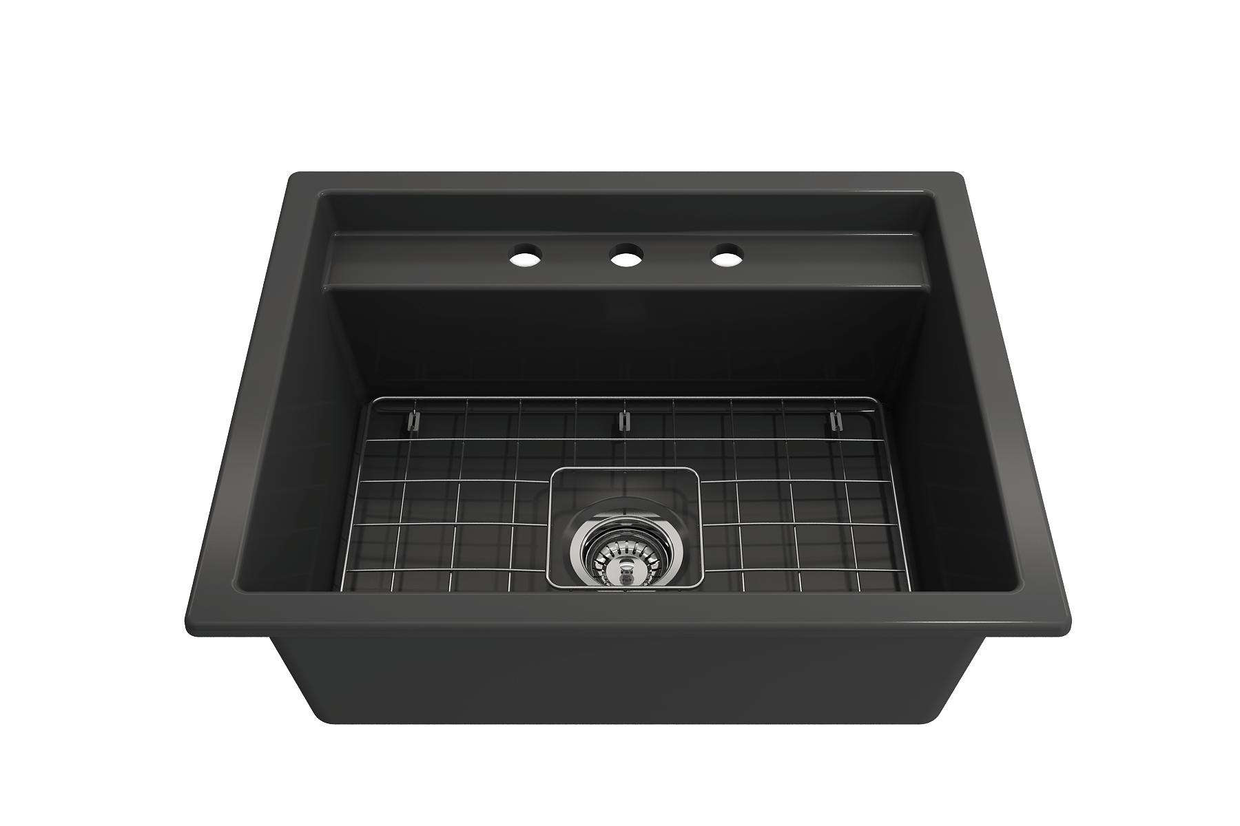 Alternate Image for BOCCHI Baveno Uno 27" Dual Mount Fireclay Workstation Kitchen Sink Kit with Accessories, Matte Dark Gray, 1633-020-0127