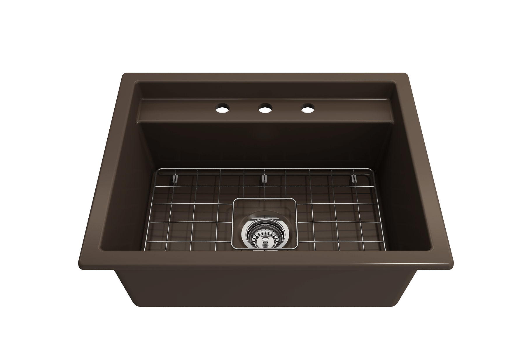 Alternate Image for BOCCHI Baveno Uno 27" Dual Mount Fireclay Workstation Kitchen Sink Kit with Accessories, Matte Brown, 1633-025-0127