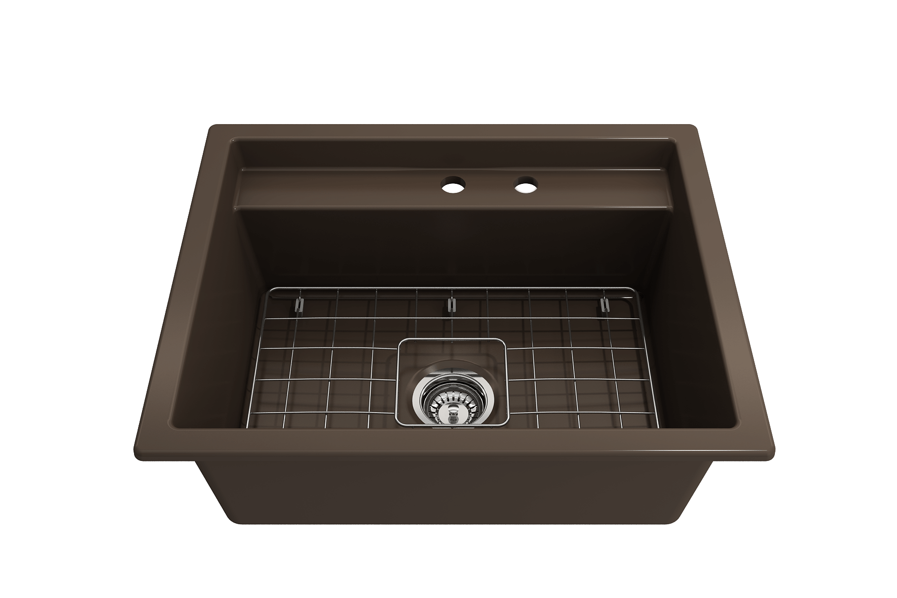 Alternate Image for BOCCHI Baveno Uno 27" Dual Mount Fireclay Workstation Kitchen Sink Kit with Accessories, Matte Brown, 1633-025-0132