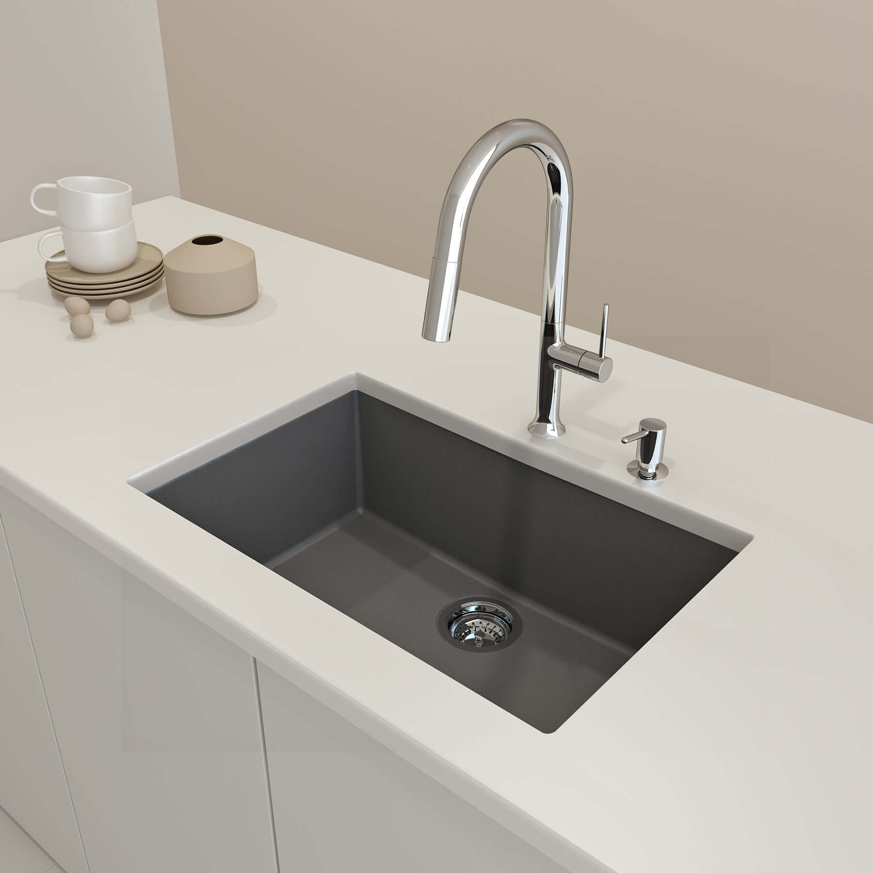 Alternate Image for BOCCHI Campino Uno 27" Dual Mount Granite Kitchen Sink Kit, Concrete Gray, 1634-506-0126