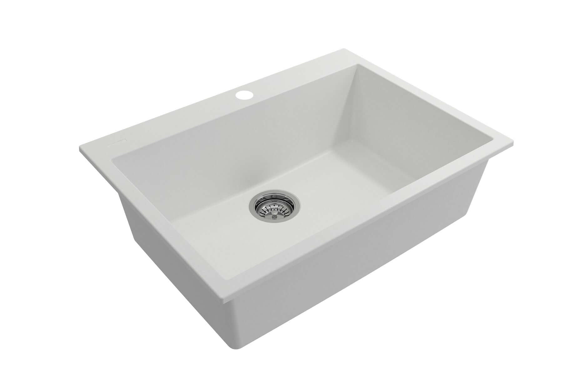 Alternate Image for BOCCHI Campino Uno 27" Dual Mount Granite Kitchen Sink Kit, Milk White, 1634-507-0126