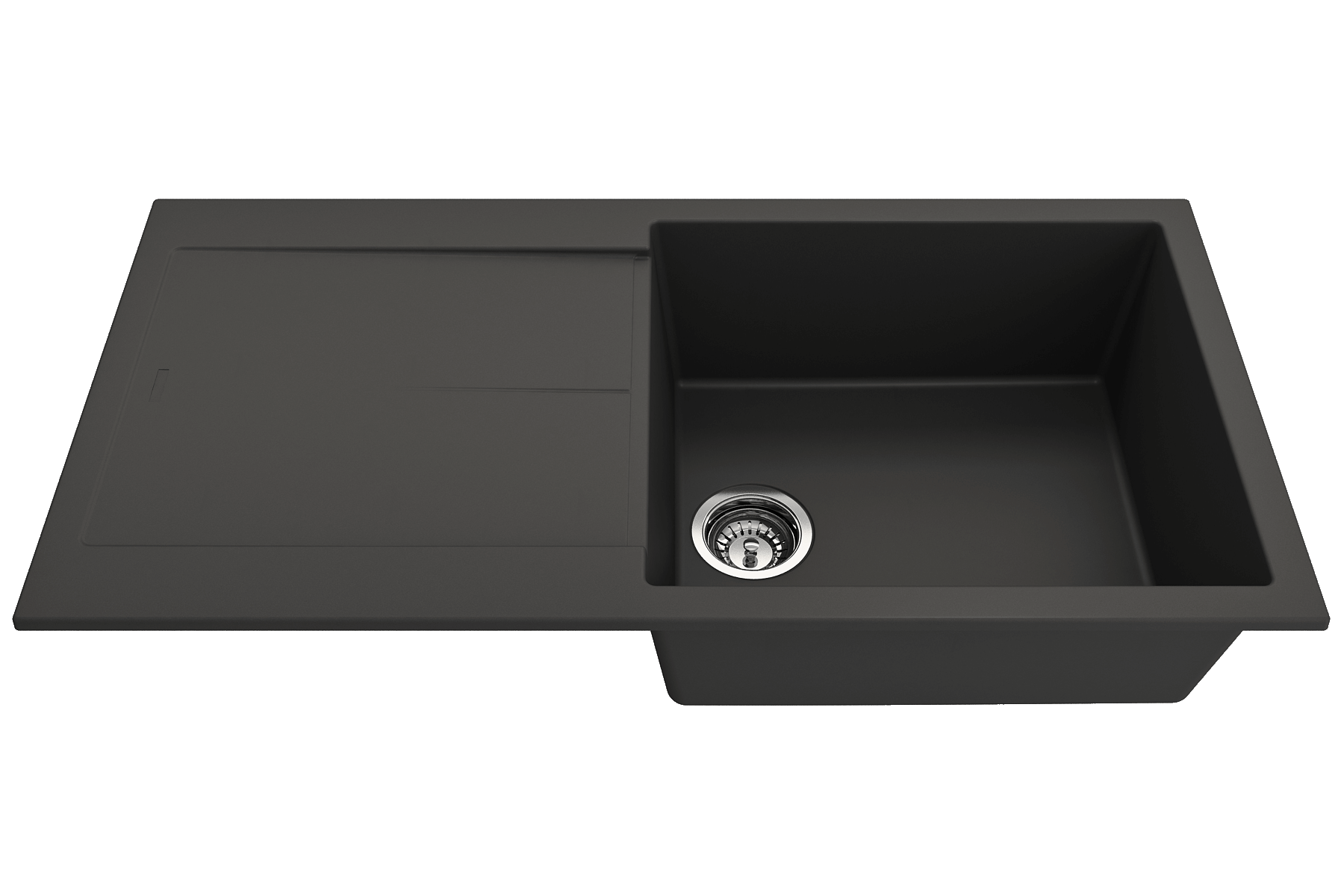 Alternate Image for BOCCHI Levanzo 39" Dual Mount Granite Kitchen Sink Kit, Matte Black, Includes Drainboard, 1635-504-0120