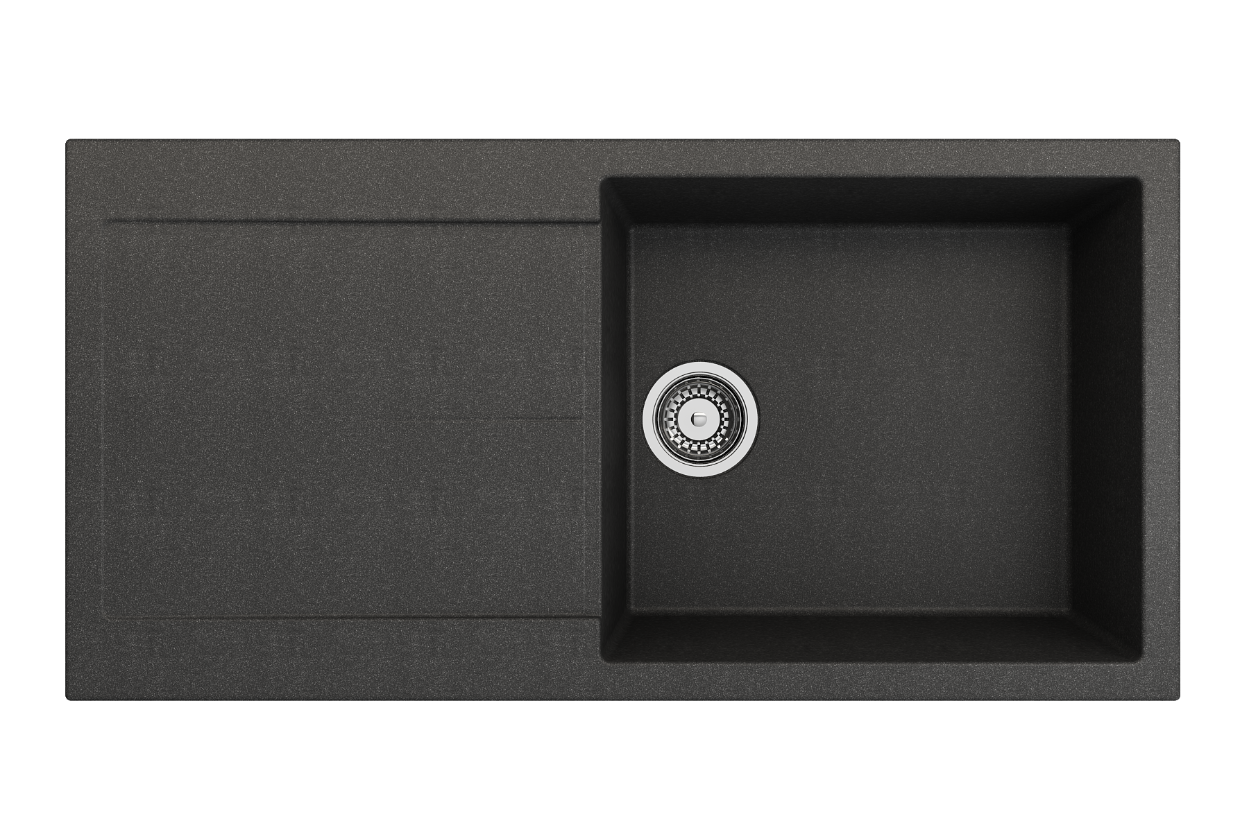 BOCCHI Levanzo 39" Dual Mount Granite Kitchen Sink Kit, Metallic Black, Includes Drainboard, 1635-505-0120