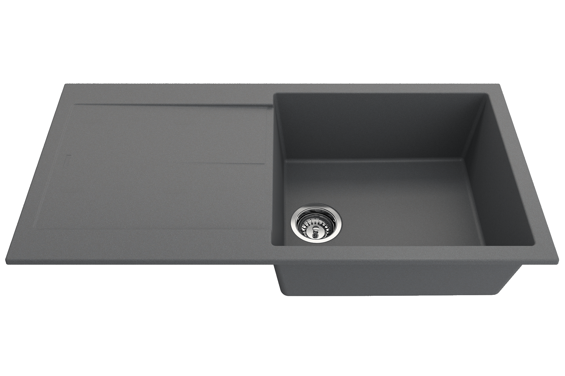 Alternate Image for BOCCHI Levanzo 39" Dual Mount Granite Kitchen Sink Kit, Concrete Gray, Includes Drainboard, 1635-506-0120