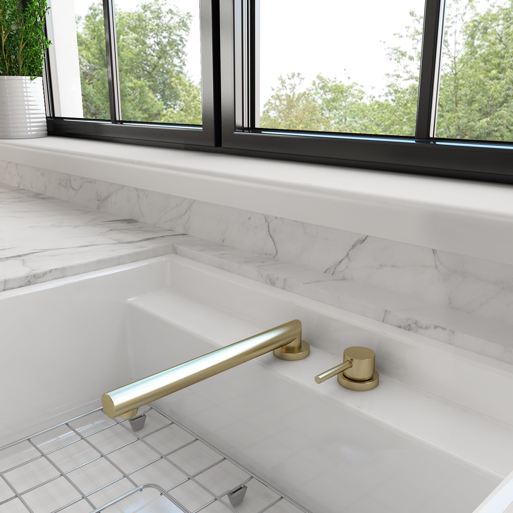 Alternate Image for BOCCHI Baveno Move 1.75 GPM Lever Brass Kitchen Faucet, Brushed Gold, 2029 0001 BG