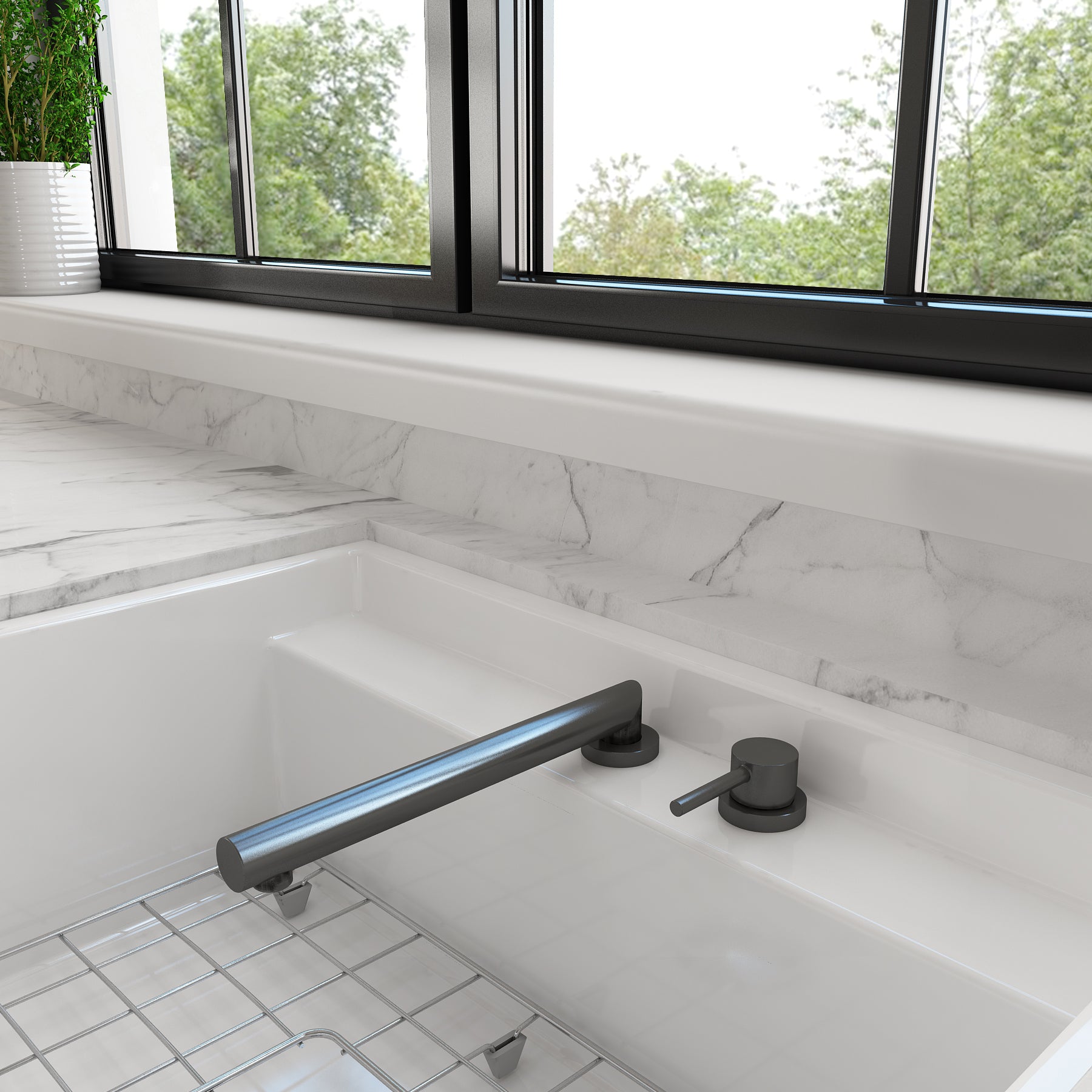 Alternate Image for BOCCHI Baveno Move 1.75 GPM Lever Brass Kitchen Faucet, Gun Metal, 2029 0001 GM