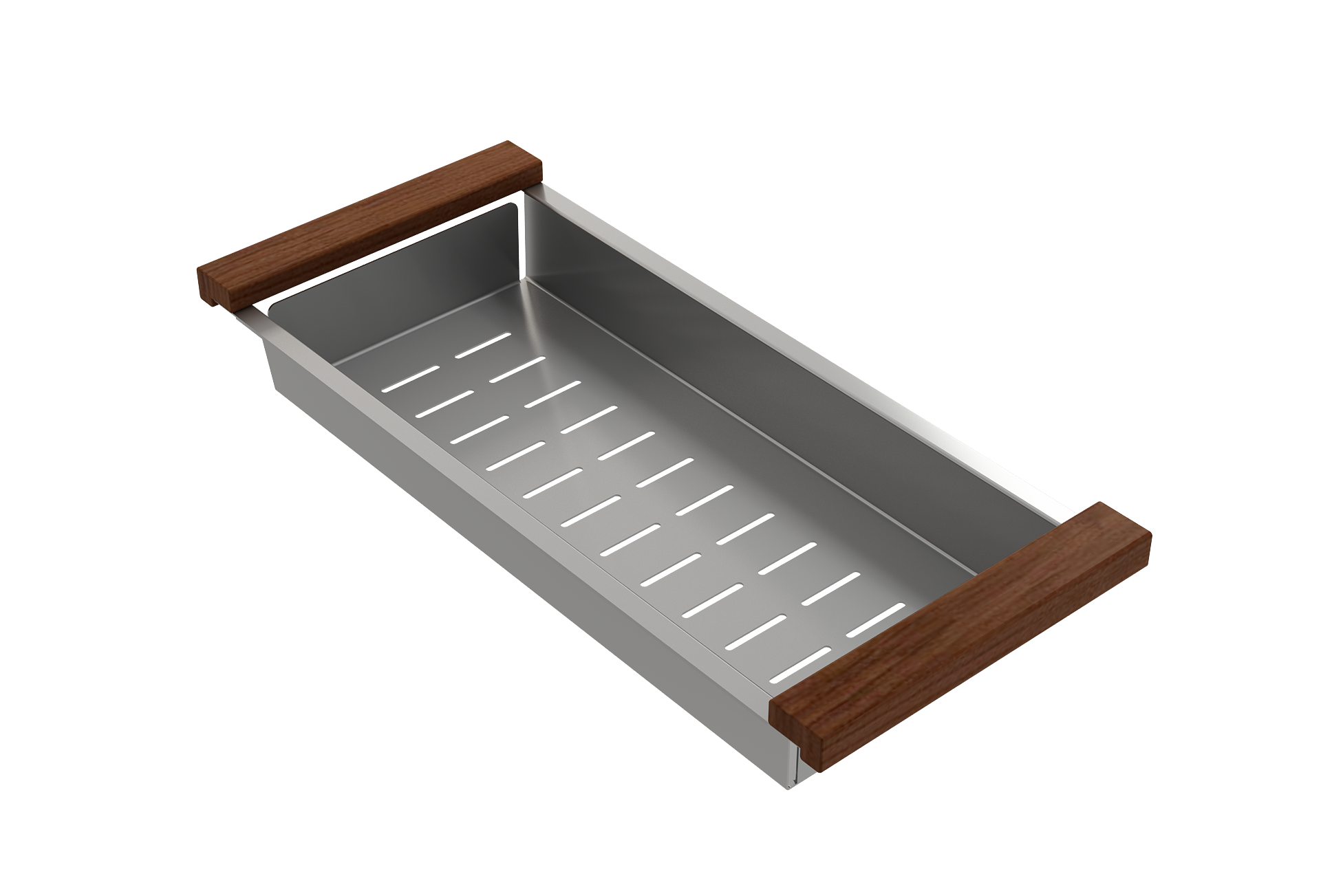 BOCCHI Deep Stainless Steel Colander w/ Wooden Sapele Mahogany Handles for 1616, 1618 & 1633 sinks, 2310 0007