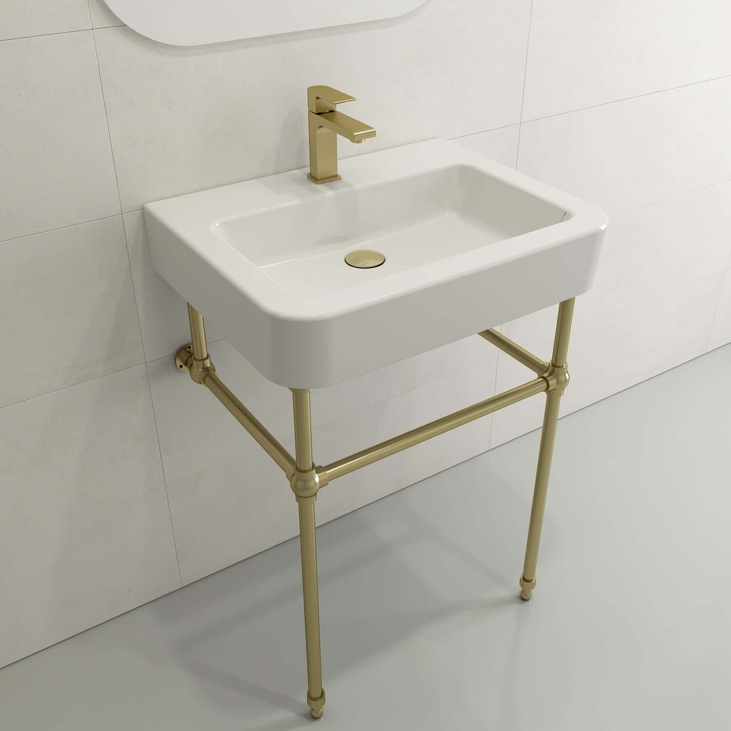 Alternate Image for BOCCHI Parma 26" Rectangle Wallmount Fireclay Bathroom Sink, White, Single Faucet Hole, 1123-001-0126