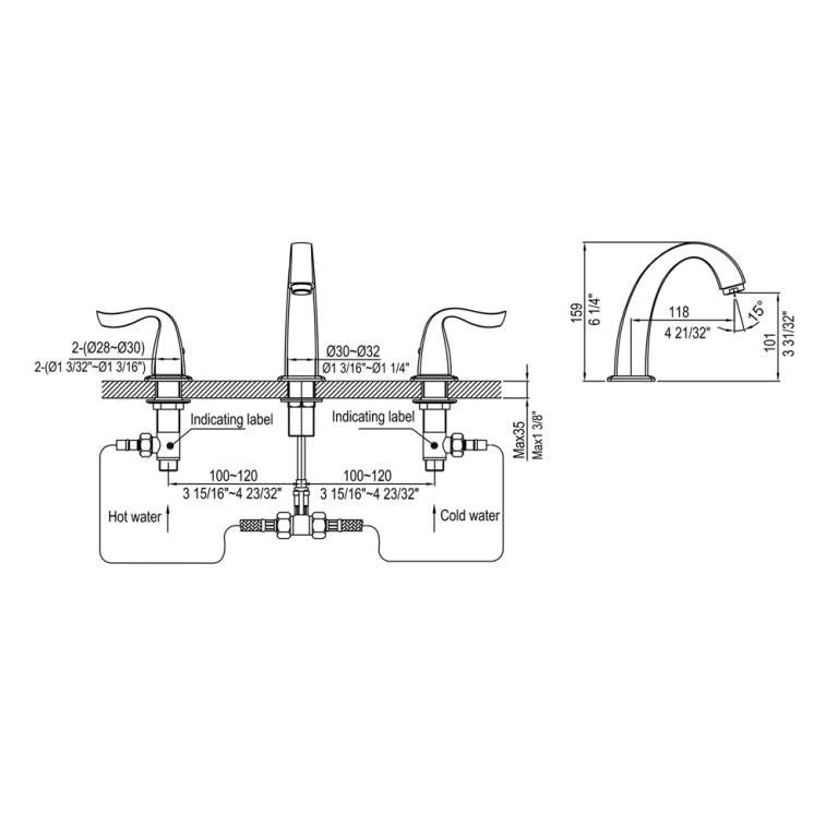 Alternate Image for Dawn 6" 1.2 GPM Bathroom Faucet, Chrome, AB04 1272C