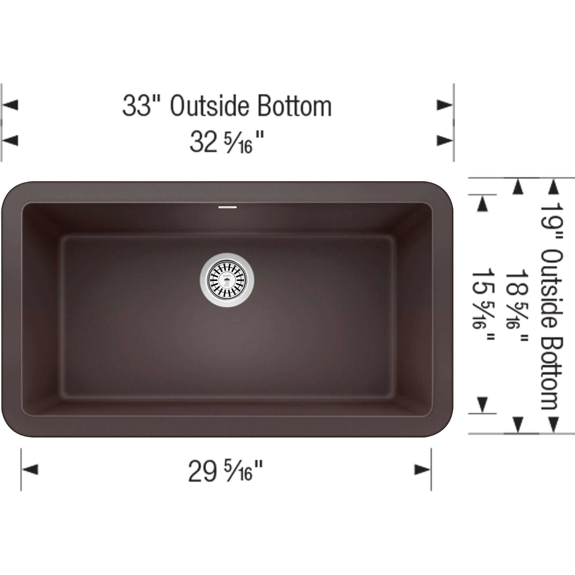 Blanco Ikon 33" Granite Composite Farmhouse Sink, Silgranit, Cafe, 401896