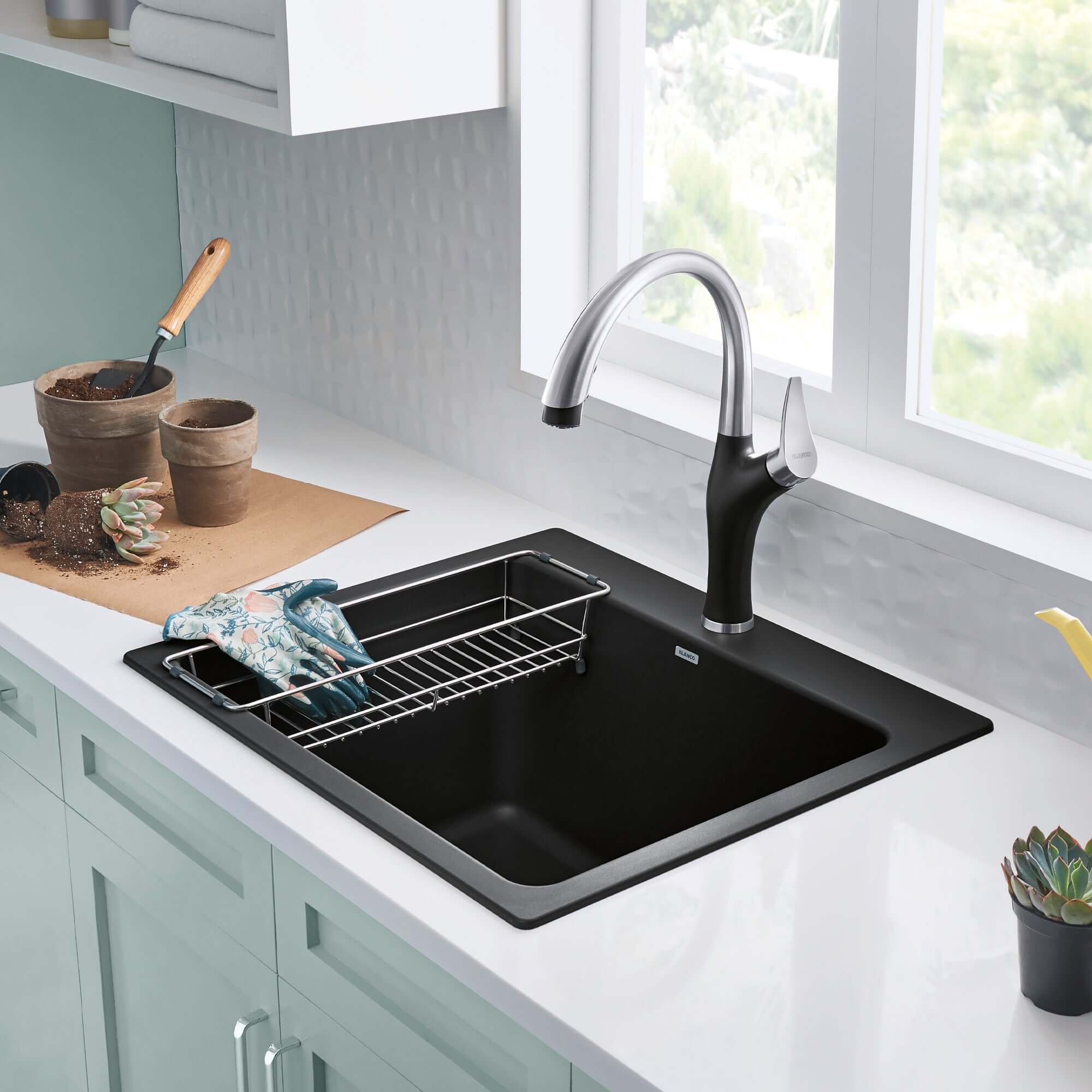 Alternate Image for Blanco Liven 25" Dual Mount Granite Composite Laundry Sink, Silgranit, Anthracite, 401920