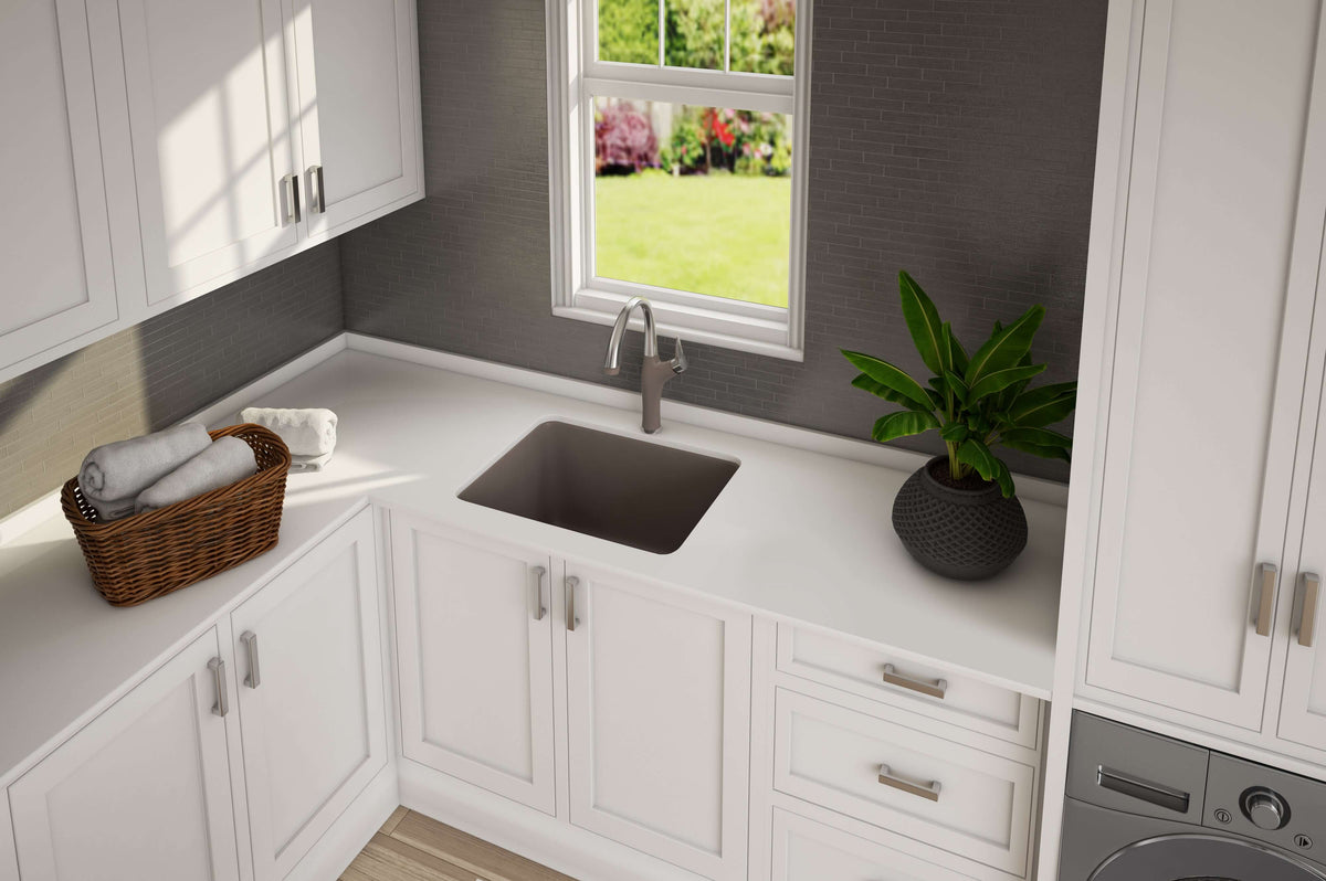 Alternate Image for Blanco Liven 25" Dual Mount Granite Composite Laundry Sink, Silgranit, Truffle, 401926