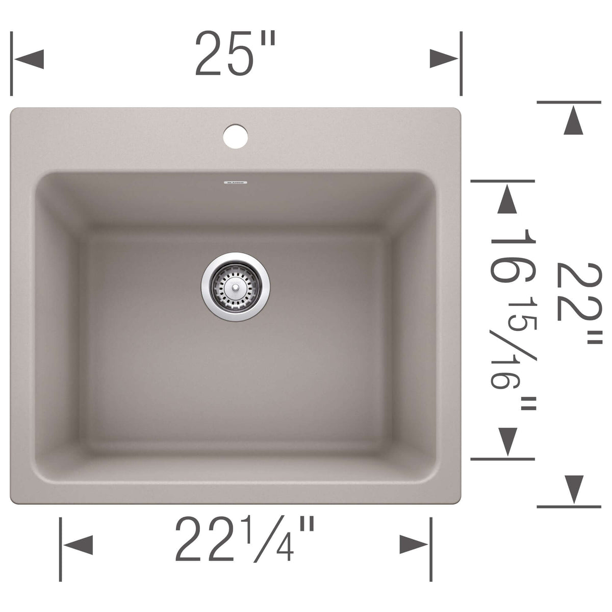 Alternate Image for Blanco Liven 25" Dual Mount Granite Composite Laundry Sink, Silgranit, Truffle, 401926