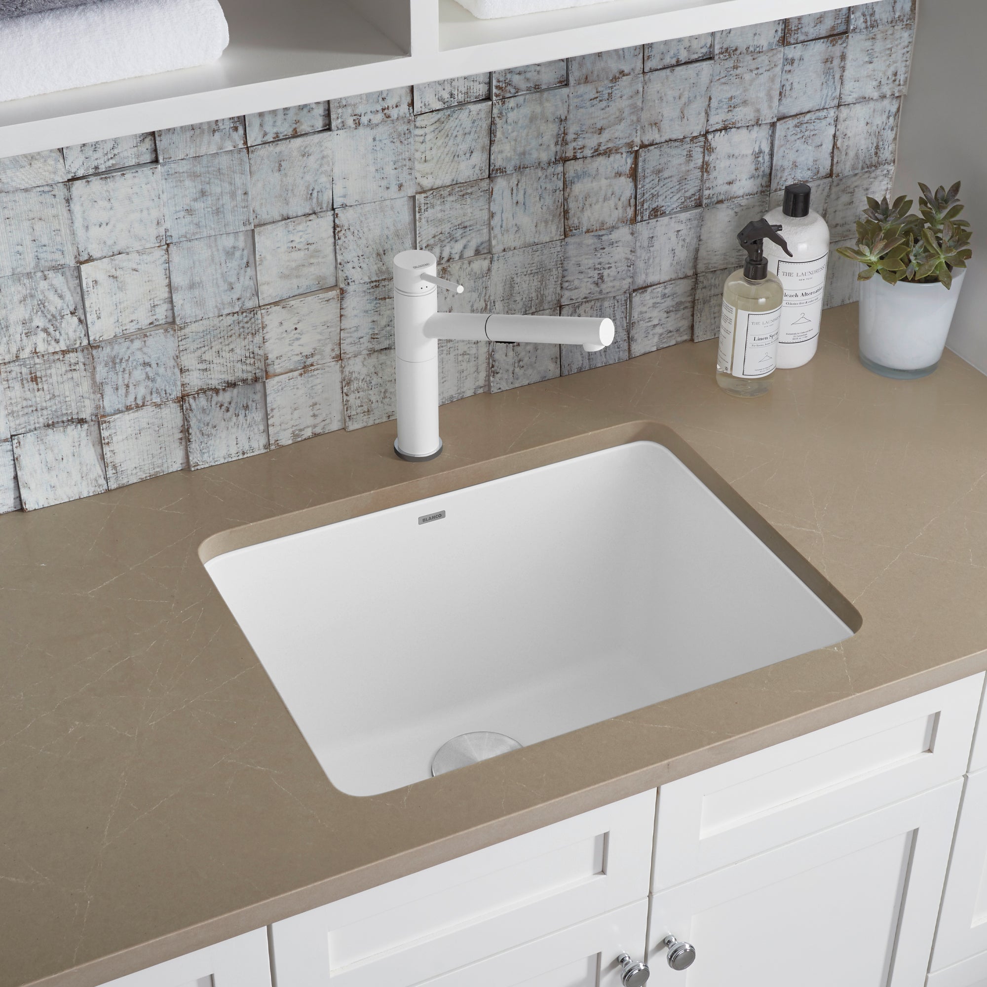 Alternate Image for Blanco Liven 25" Dual Mount Granite Composite Laundry Sink, Silgranit, White, 401927