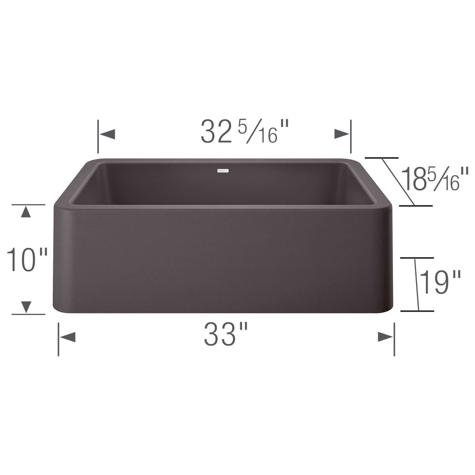 Blanco Ikon 33" Granite Composite Farmhouse Sink, Silgranit, Cinder, 401985