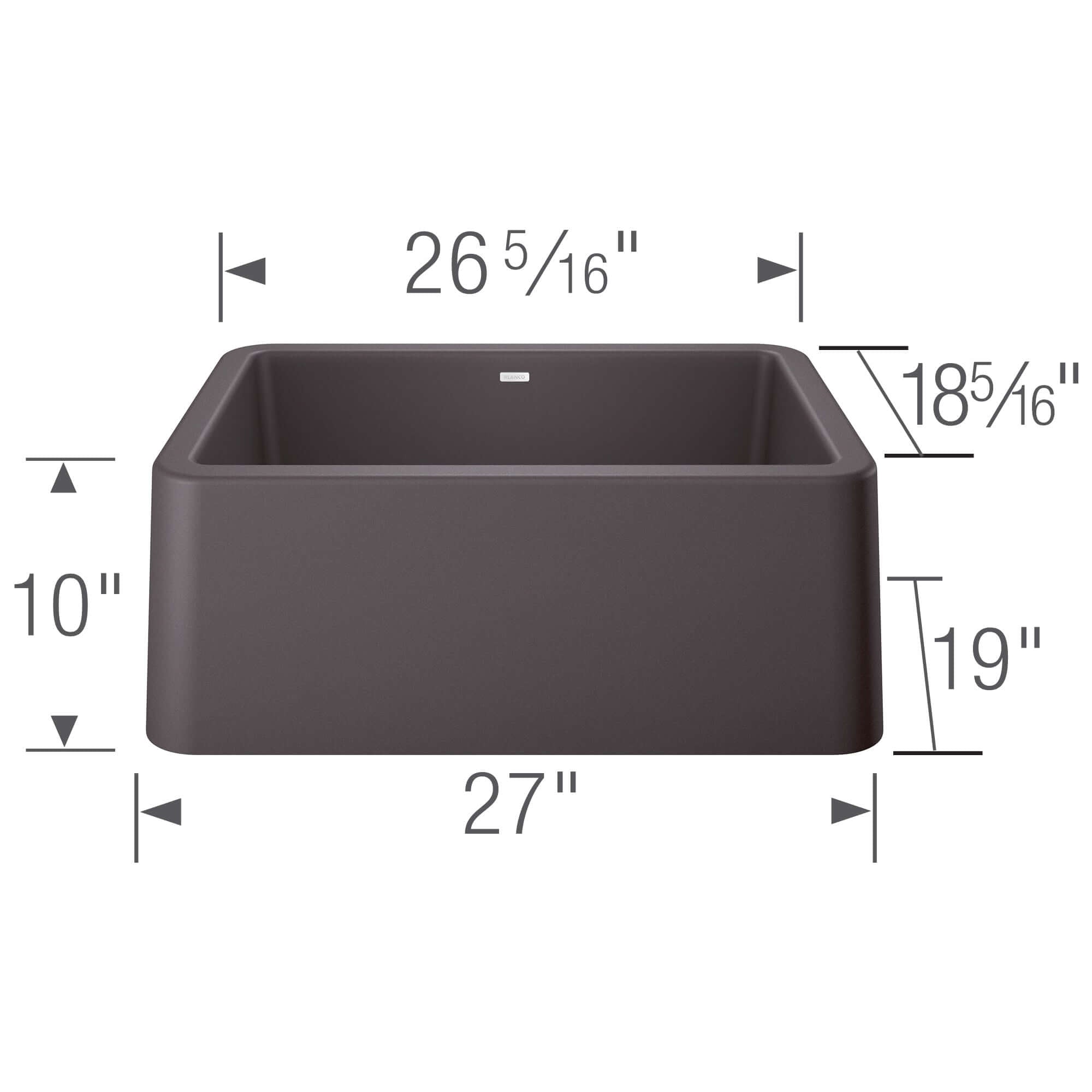 Blanco Ikon 27" Granite Composite Farmhouse Sink, Silgranit, Cinder, 402315