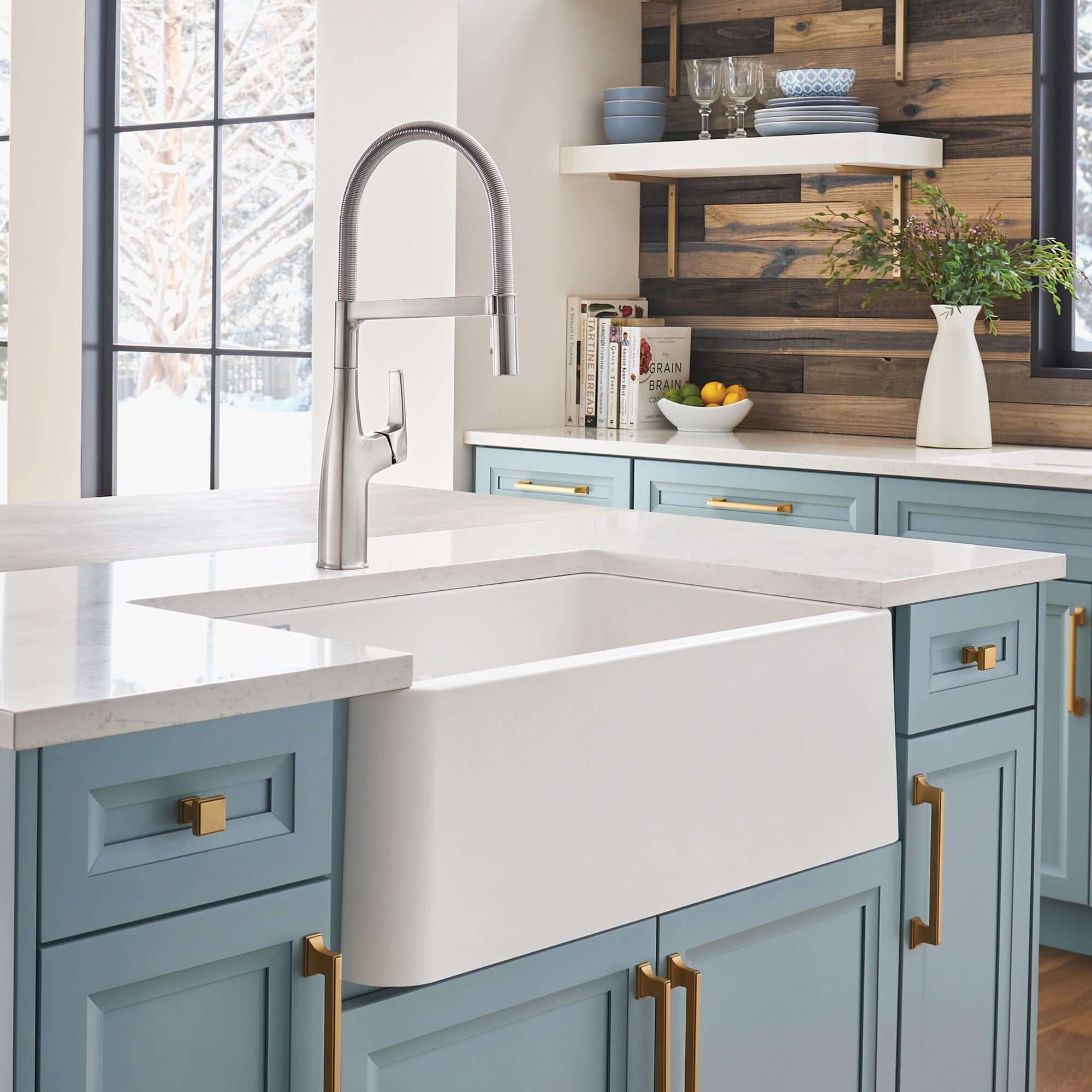 Alternate Image for Blanco Ikon 33" Granite Composite Farmhouse Sink, Silgranit, 60/40 Double Bowl, White, 402324