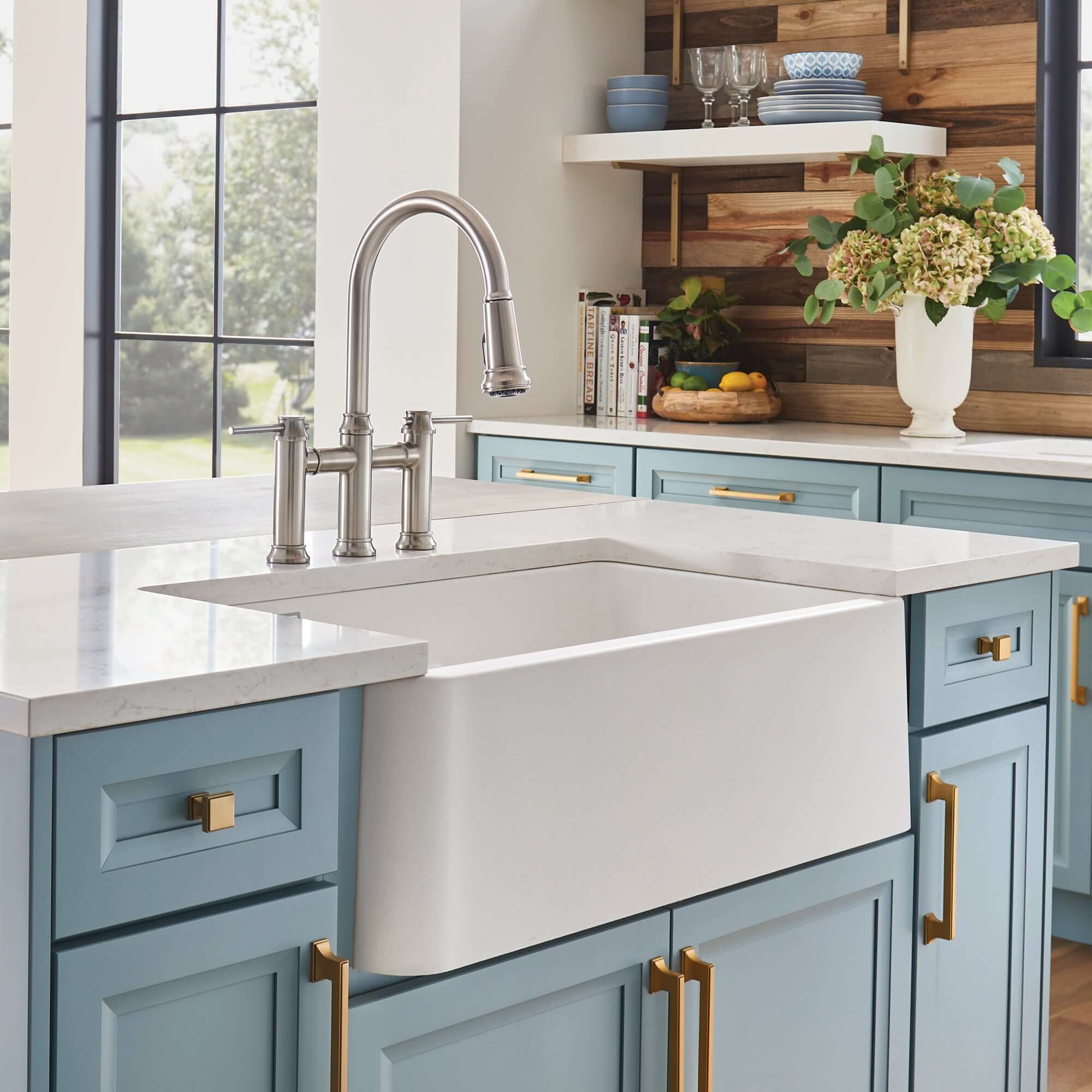 Alternate Image for Blanco Ikon 33" Granite Composite Farmhouse Sink, Silgranit, 60/40 Double Bowl, White, 402324