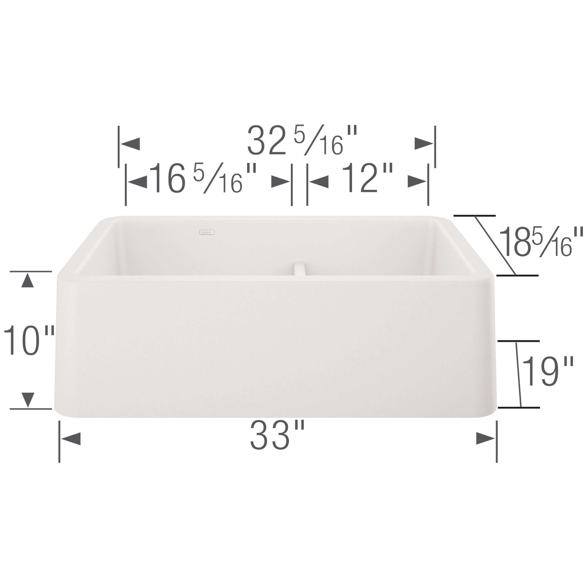 Alternate Image for Blanco Ikon 33" Granite Composite Farmhouse Sink, Silgranit, 60/40 Double Bowl, White, 402324