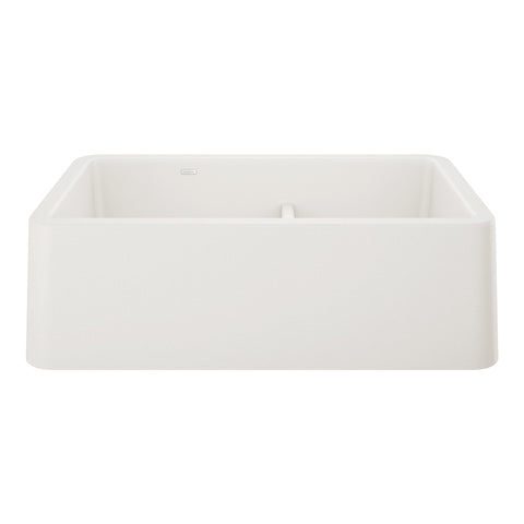 Blanco Ikon 33" Granite Composite Farmhouse Sink, Silgranit, 60/40 Double Bowl, White, 402324