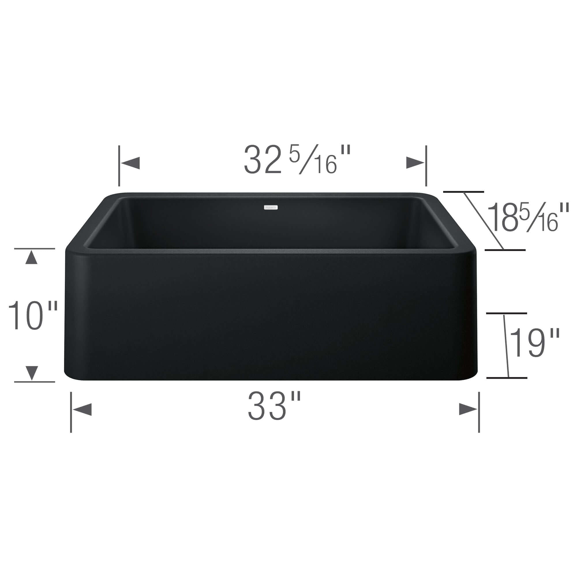 Alternate Image for Blanco Ikon 33" Granite Composite Farmhouse Sink, Silgranit, Coal Black, 402575