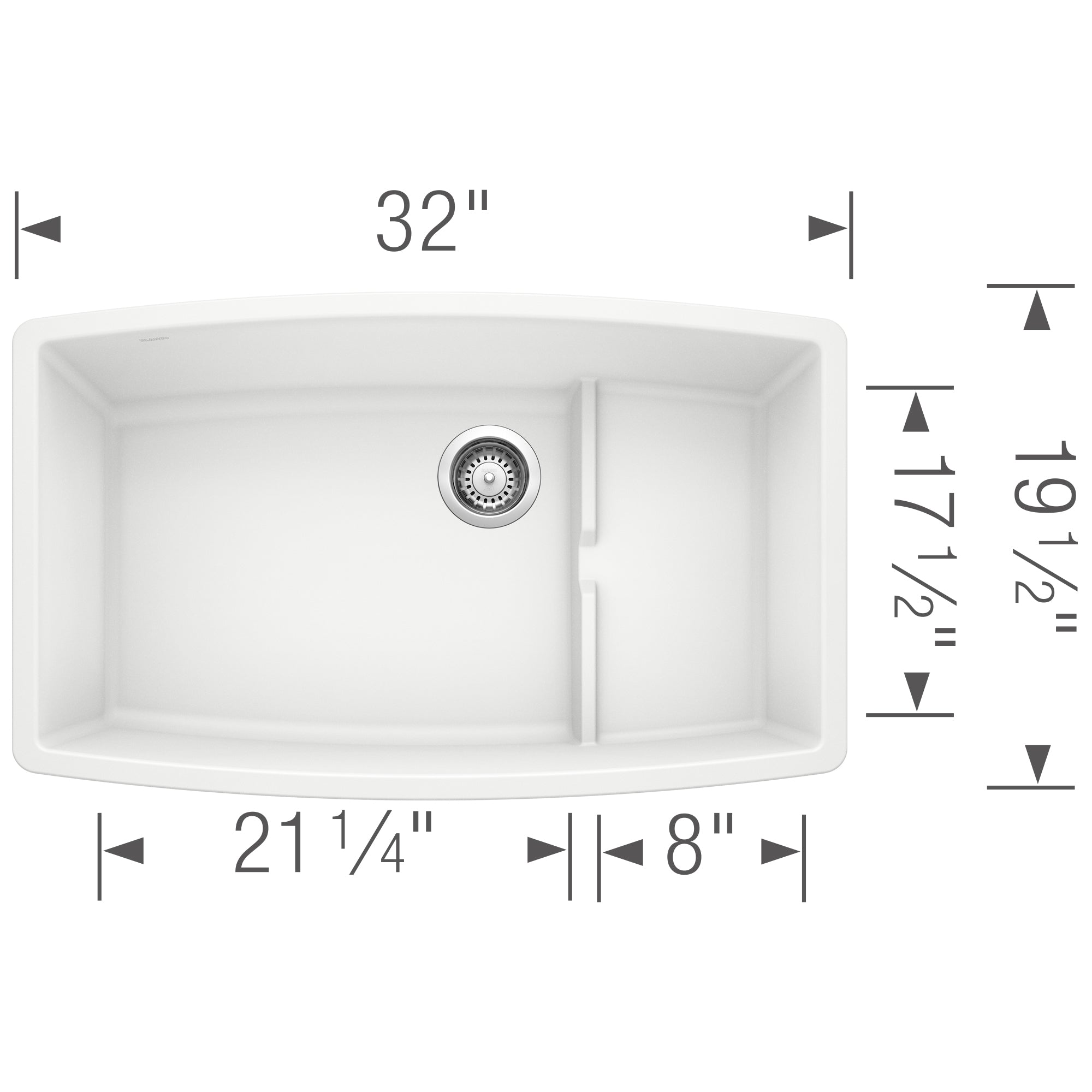 Blanco Performa 32" Undermount Granite Composite Kitchen Sink with Accessories, Silgranit, White, 440066