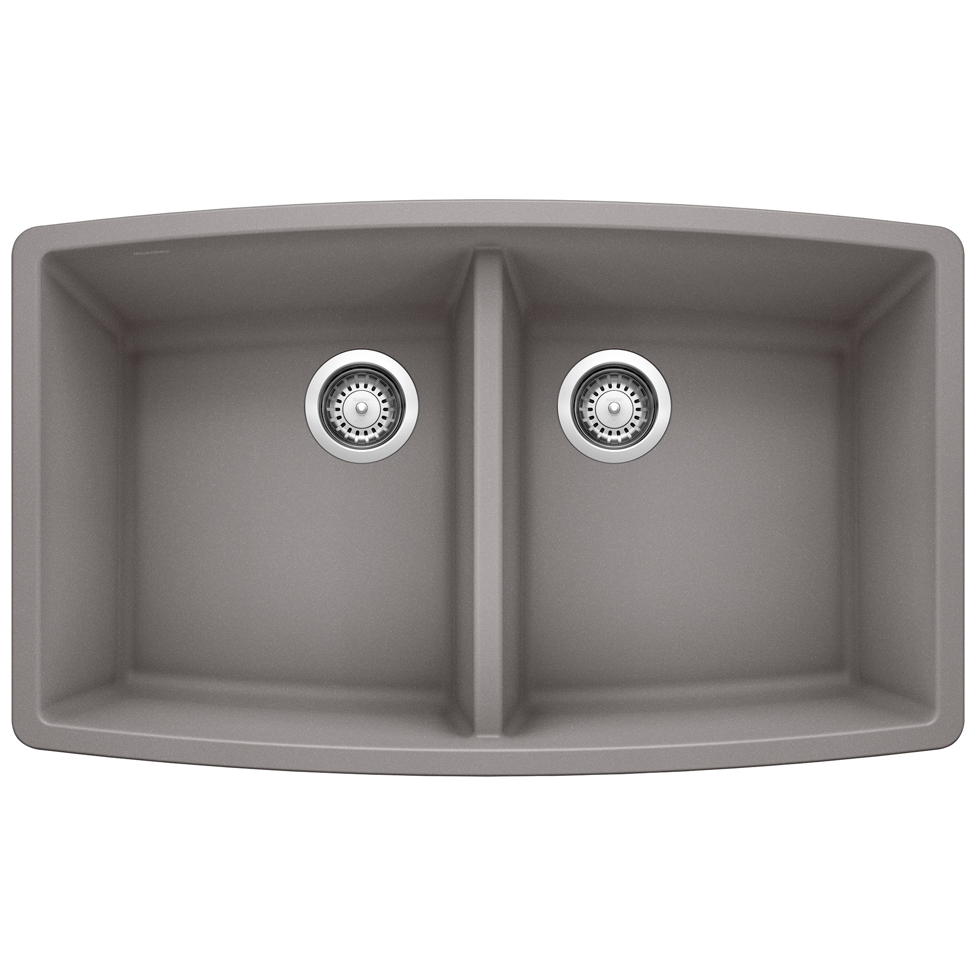 Blanco Performa 33" Undermount Granite Composite Kitchen Sink, Silgranit, 50/50 Double Bowl, Metallic Gray, 440072