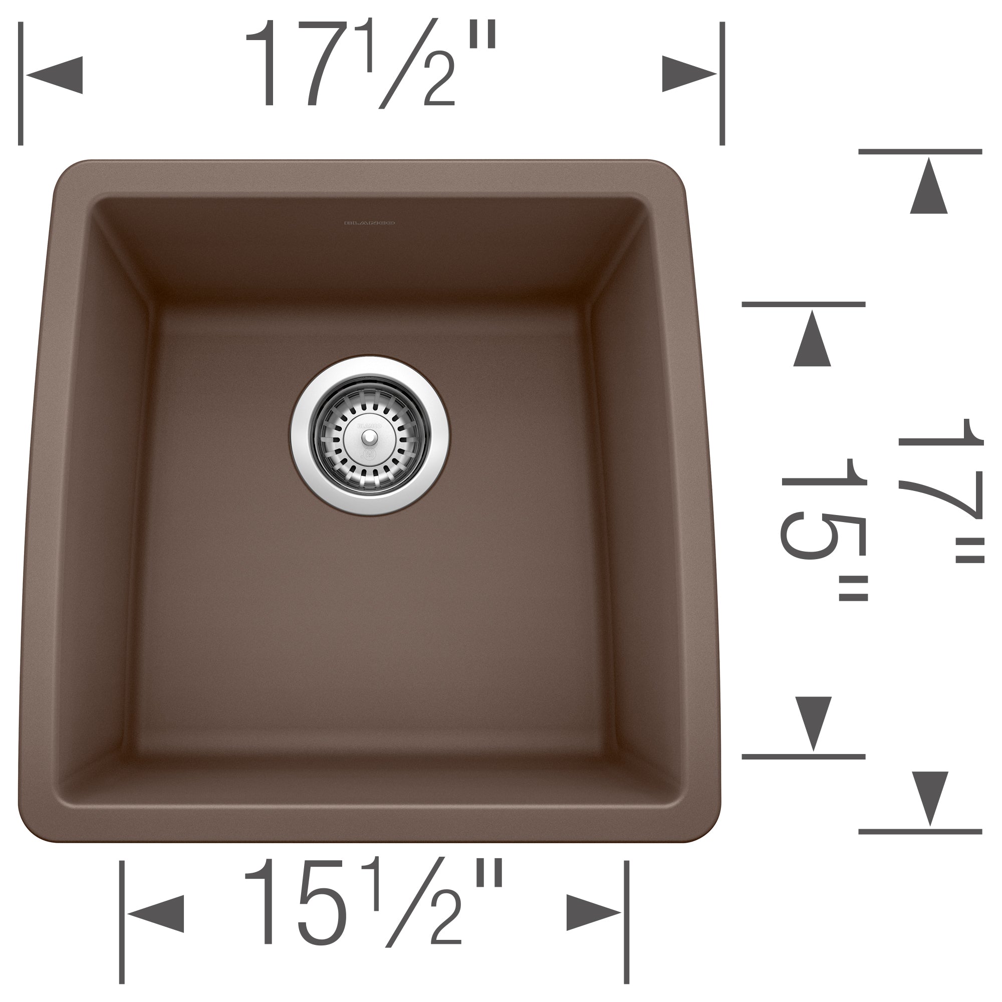 Blanco Performa 18" Rectangle Granite Composite Bar/Prep Sink, Silgranit, Cafe, 440078