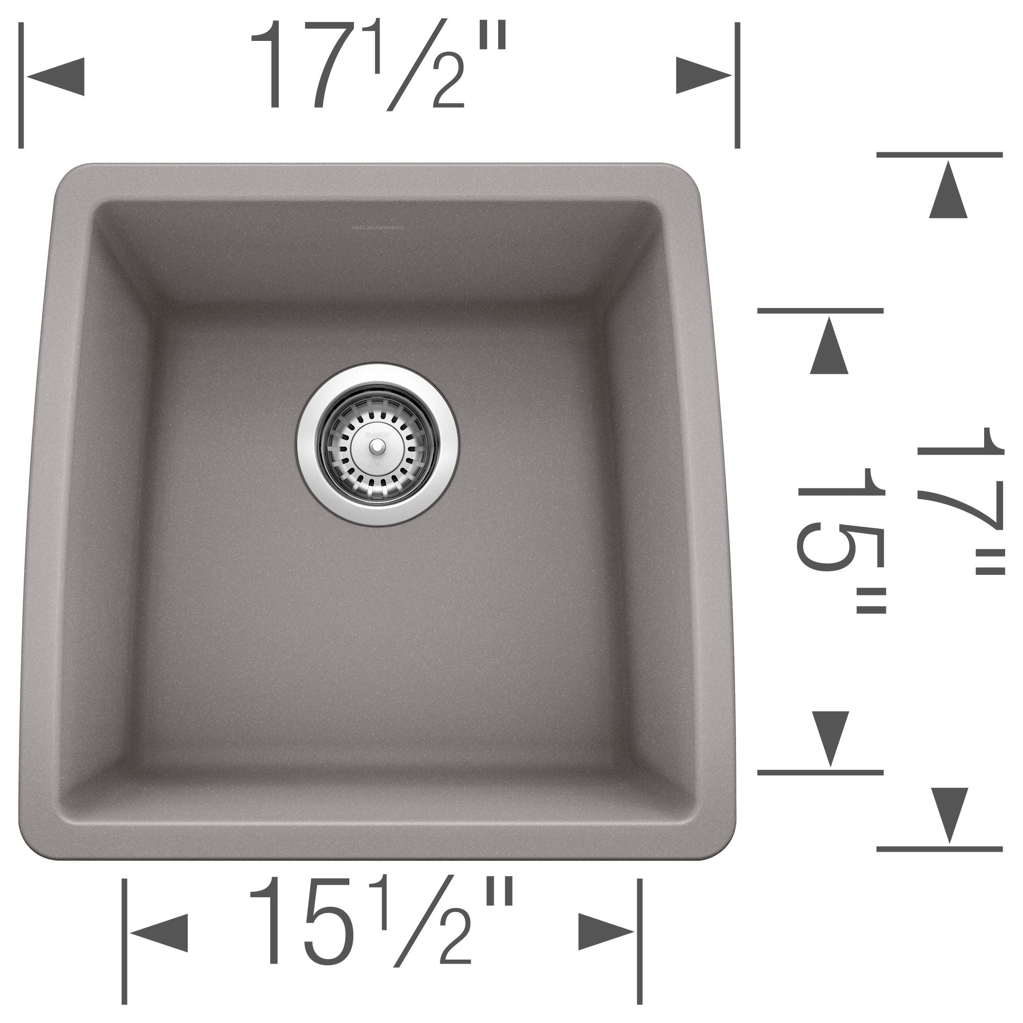 Alternate Image for Blanco Performa 18" Rectangle Granite Composite Bar/Prep Sink, Silgranit, Metallic Gray, 440082